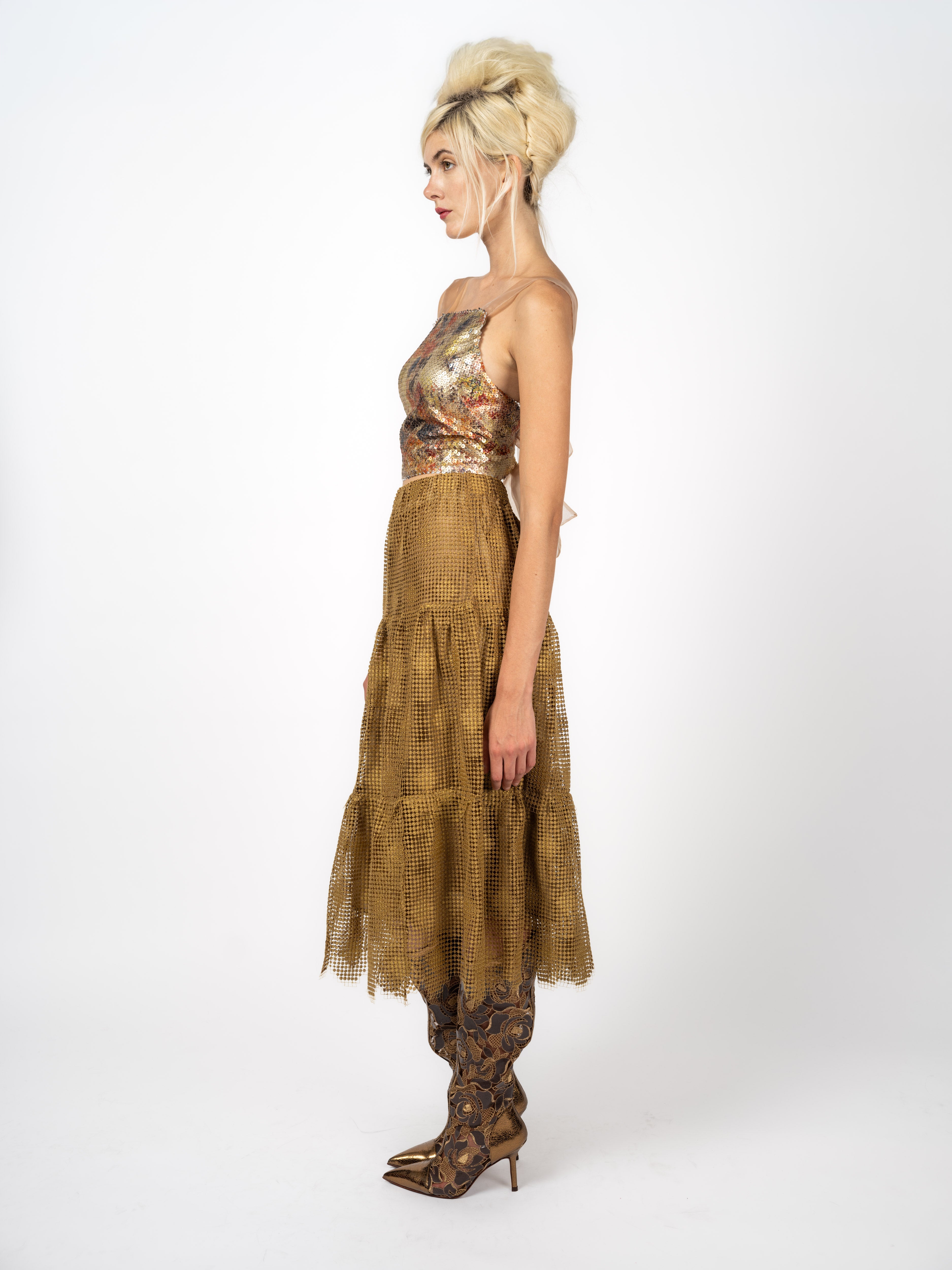 Skirt Guipure Lace Gold – front