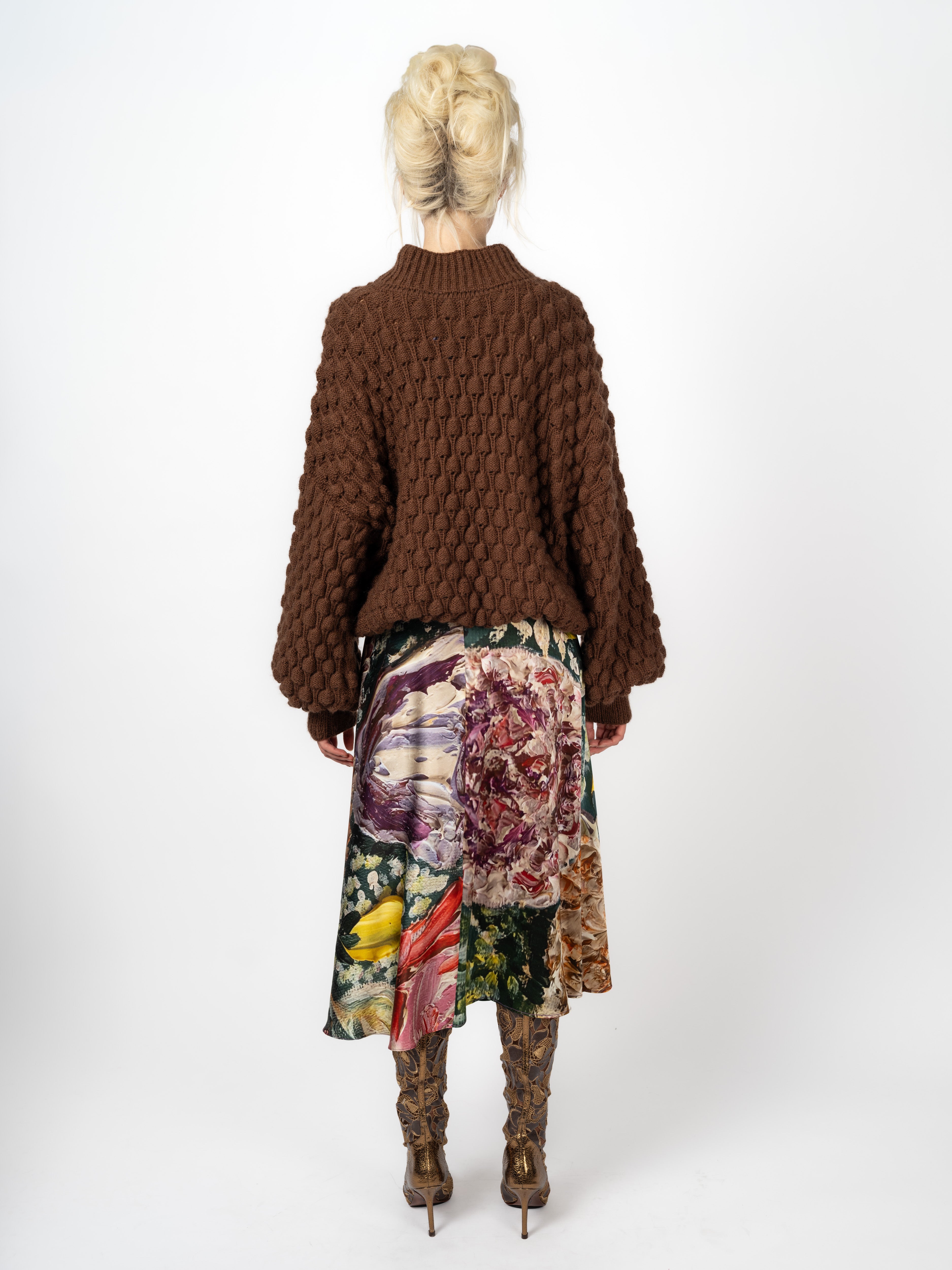 Pullover Noppenstrick Schokoladenbraun – weitere Ansicht