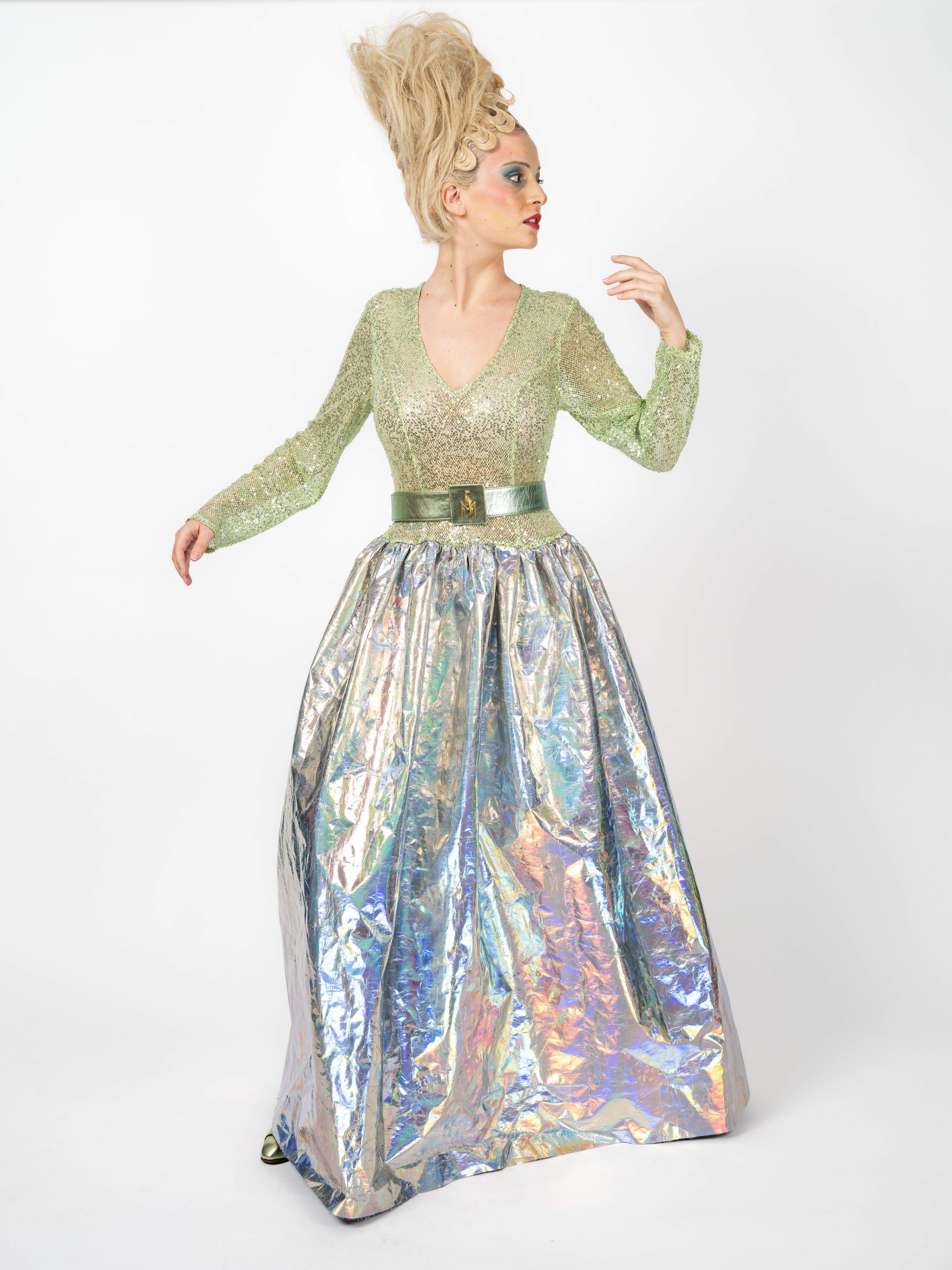 Abendkleid Mint mit schillerndem Ballrock – weitere Ansicht