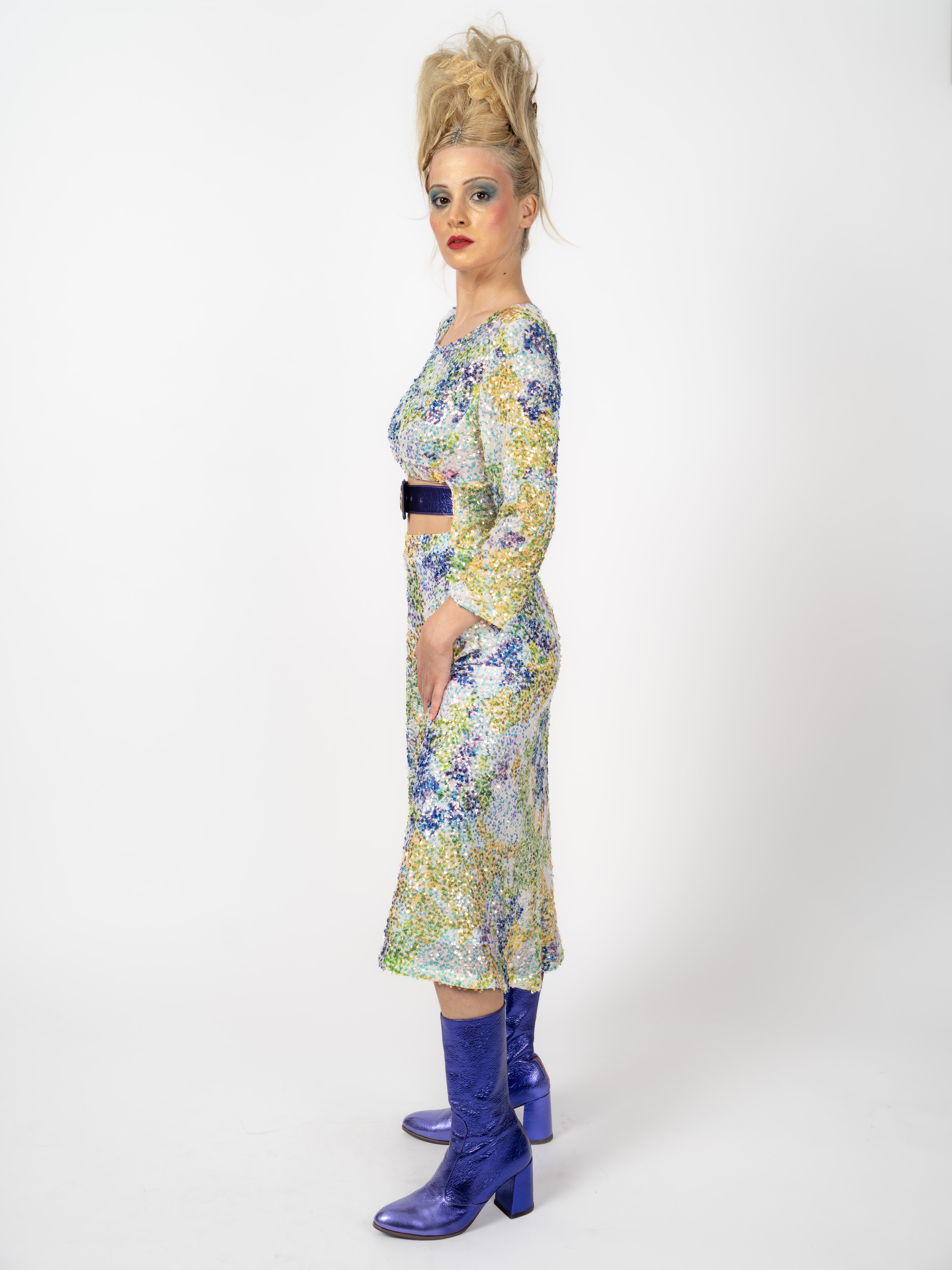 Couture-Kleid Pailletten Pastell-Mosaik – weitere Ansicht