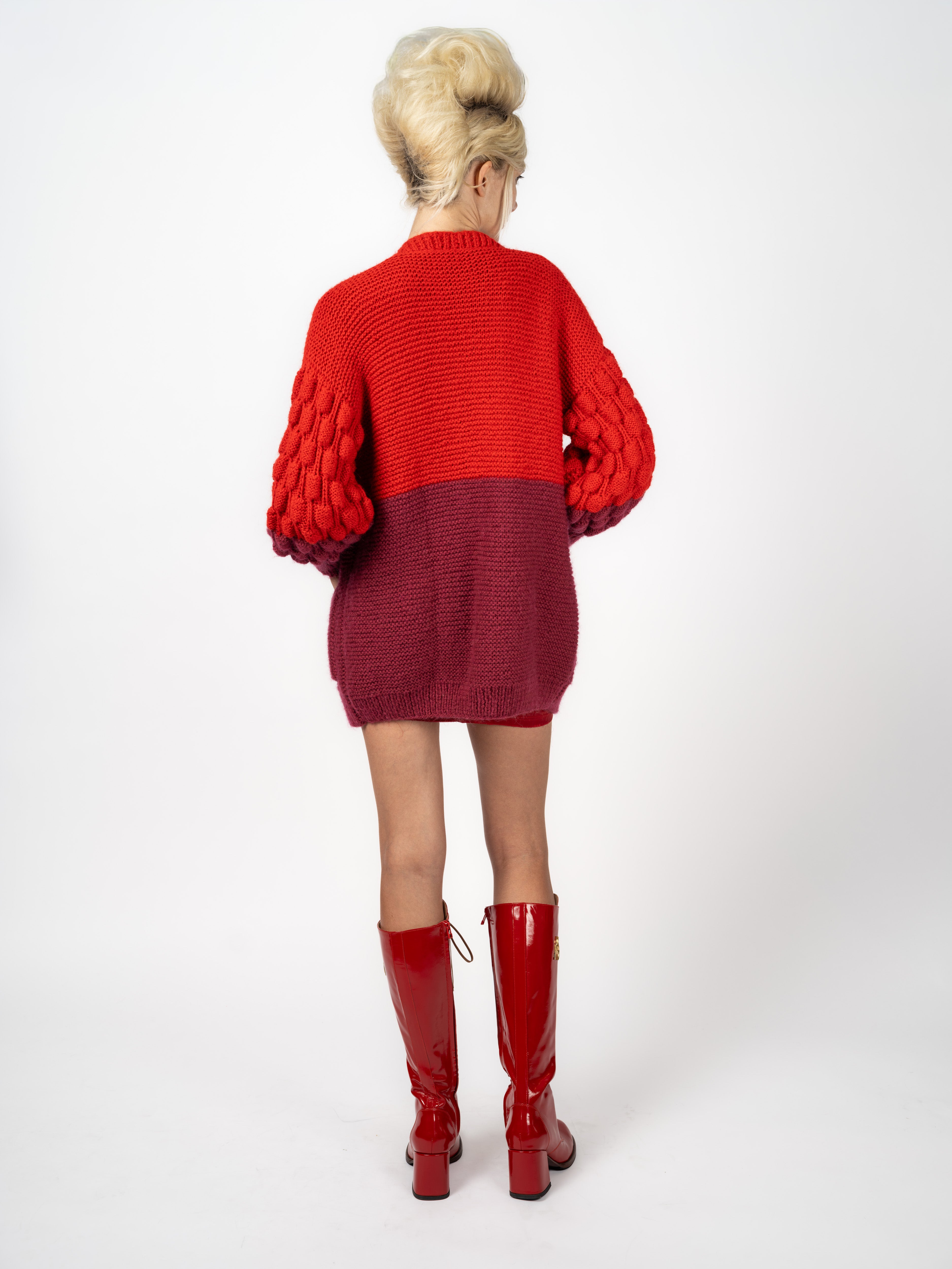 Cardigan Noppenstrick Rot-Bordeaux – weitere Ansicht