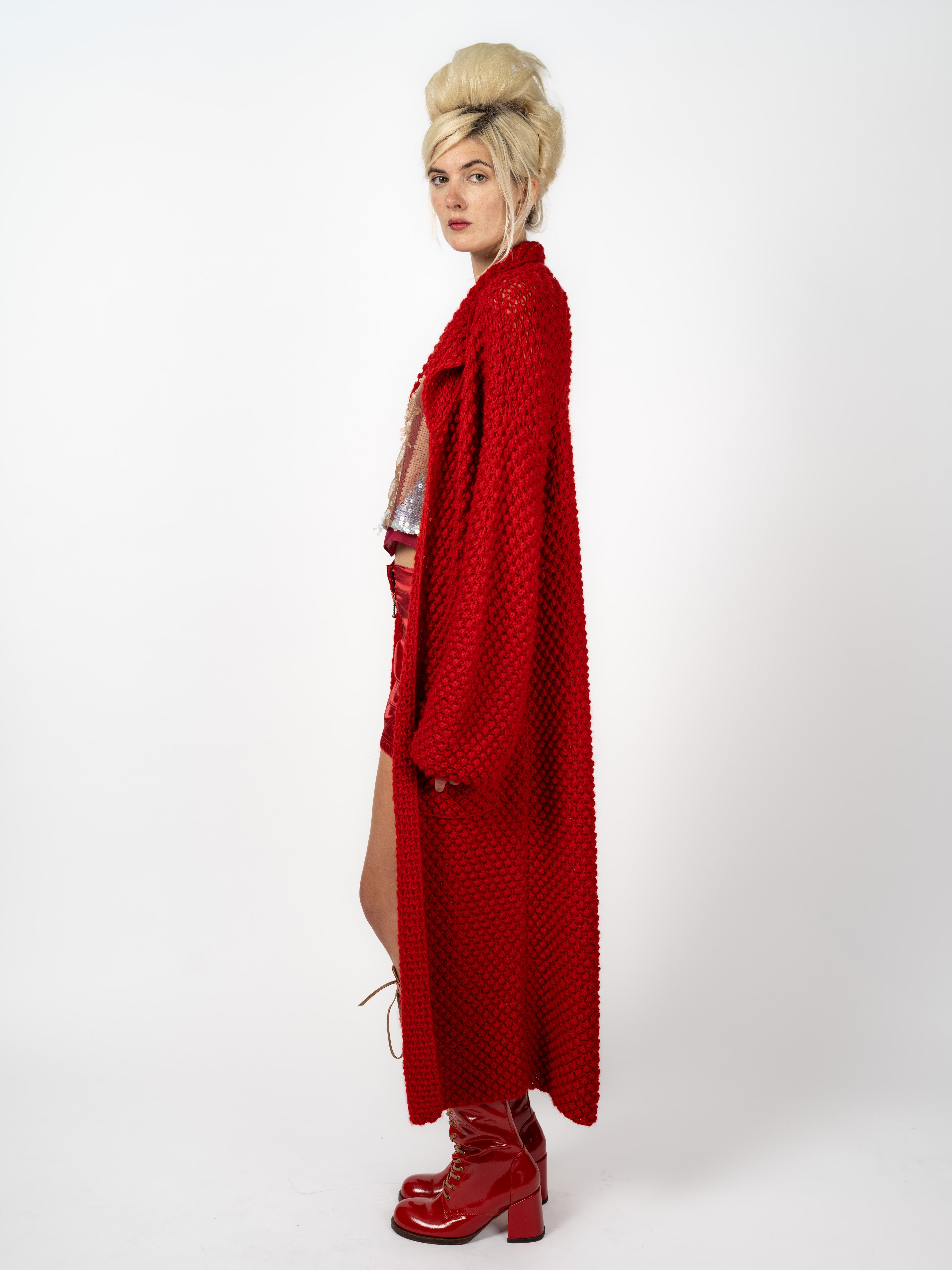 Strickmantel Rot – weitere Ansicht