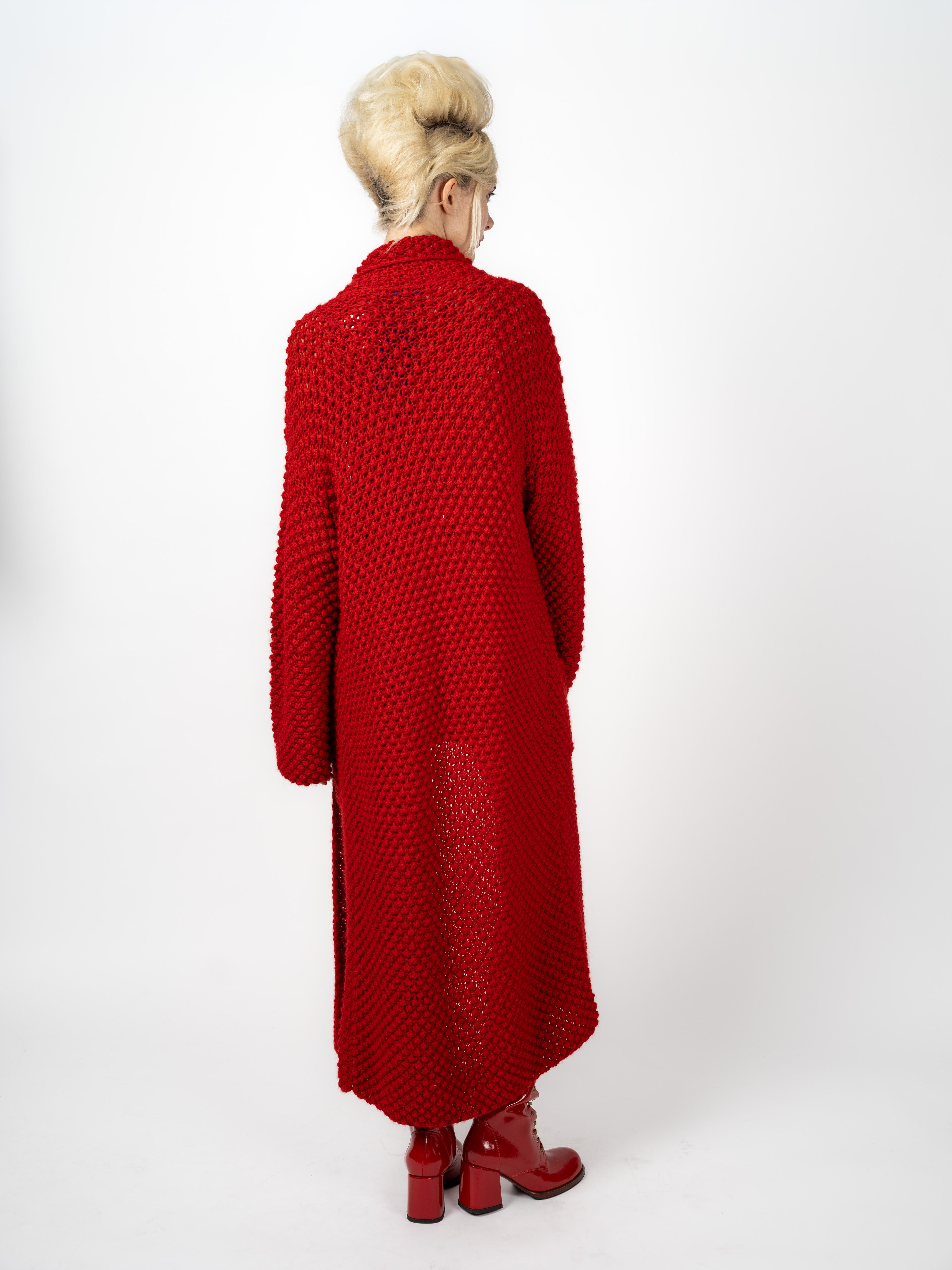 Strickmantel Rot – weitere Ansicht