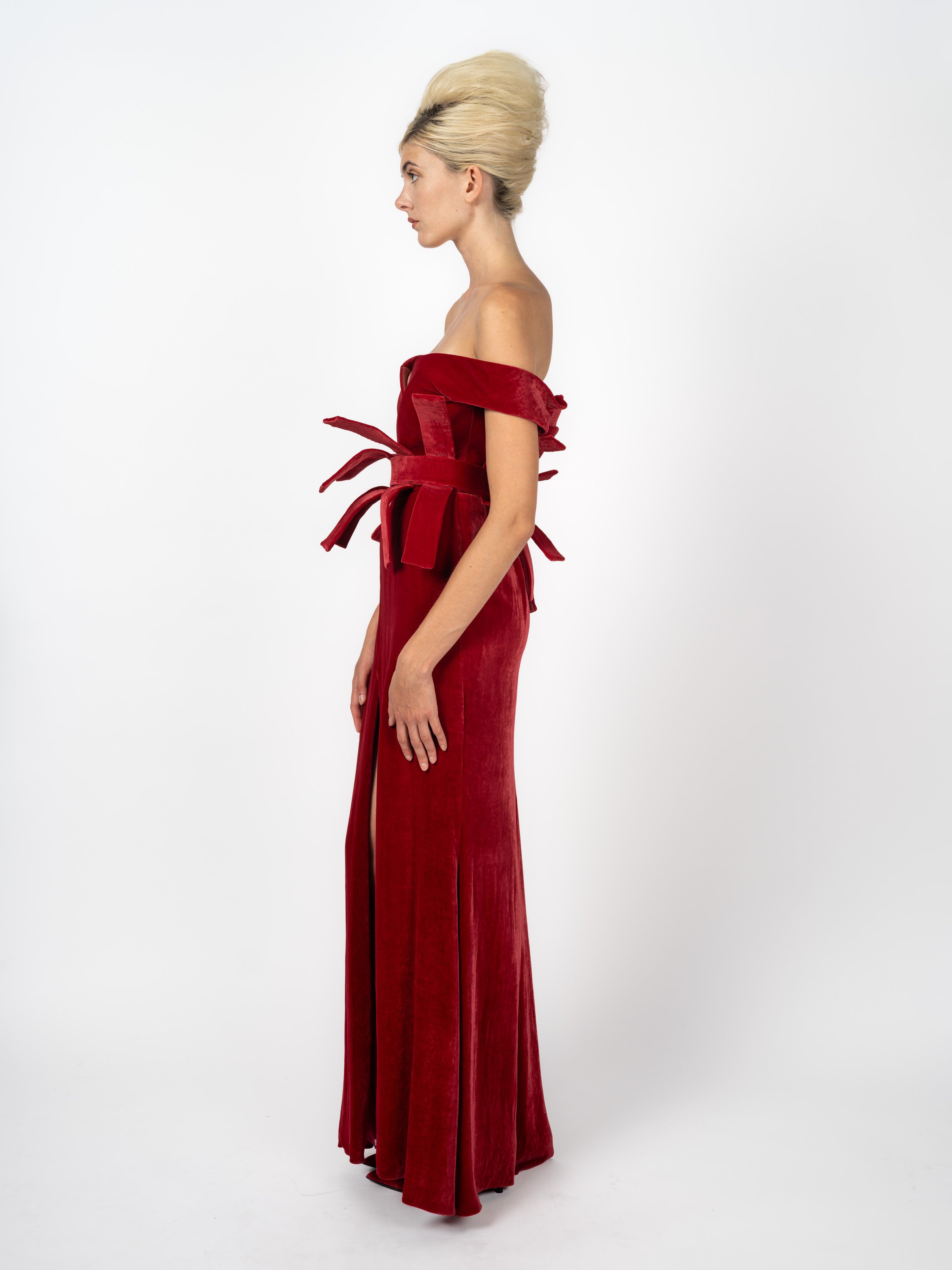 Abendkleid Rot Off-Shoulder – weitere Ansicht