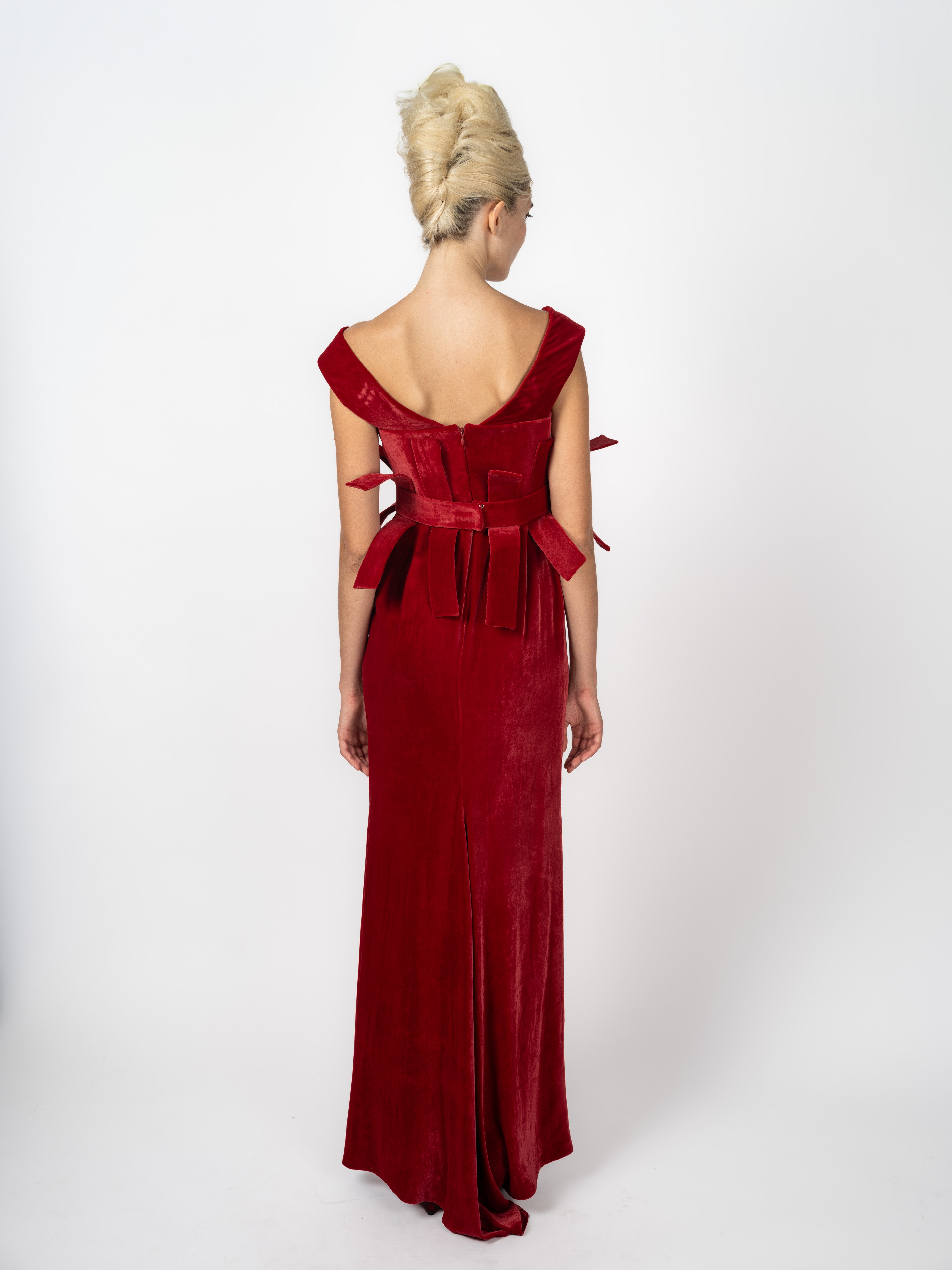 Abendkleid Rot Off-Shoulder – weitere Ansicht