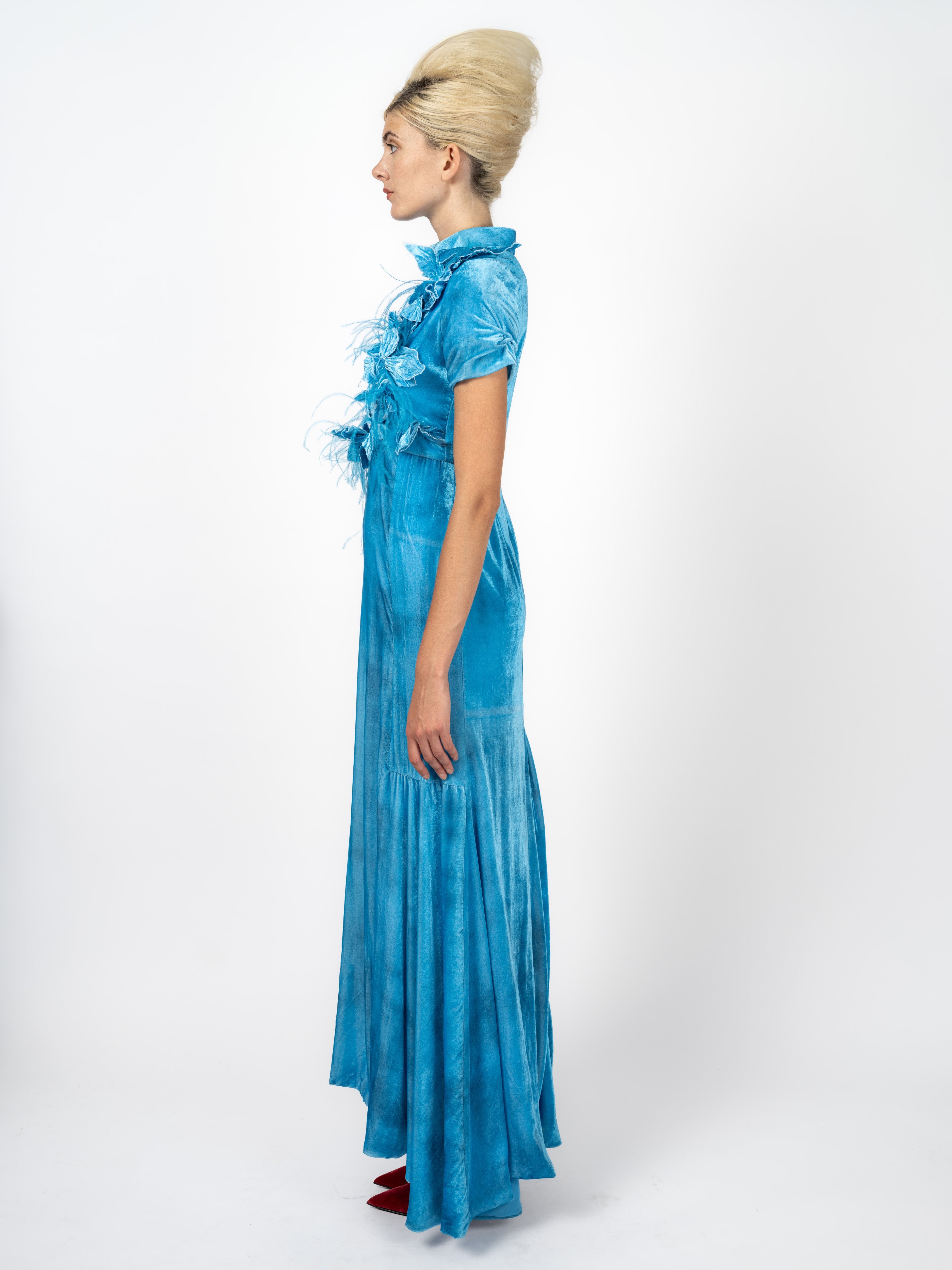 Abendkleid Petrol aus Samt – weitere Ansicht