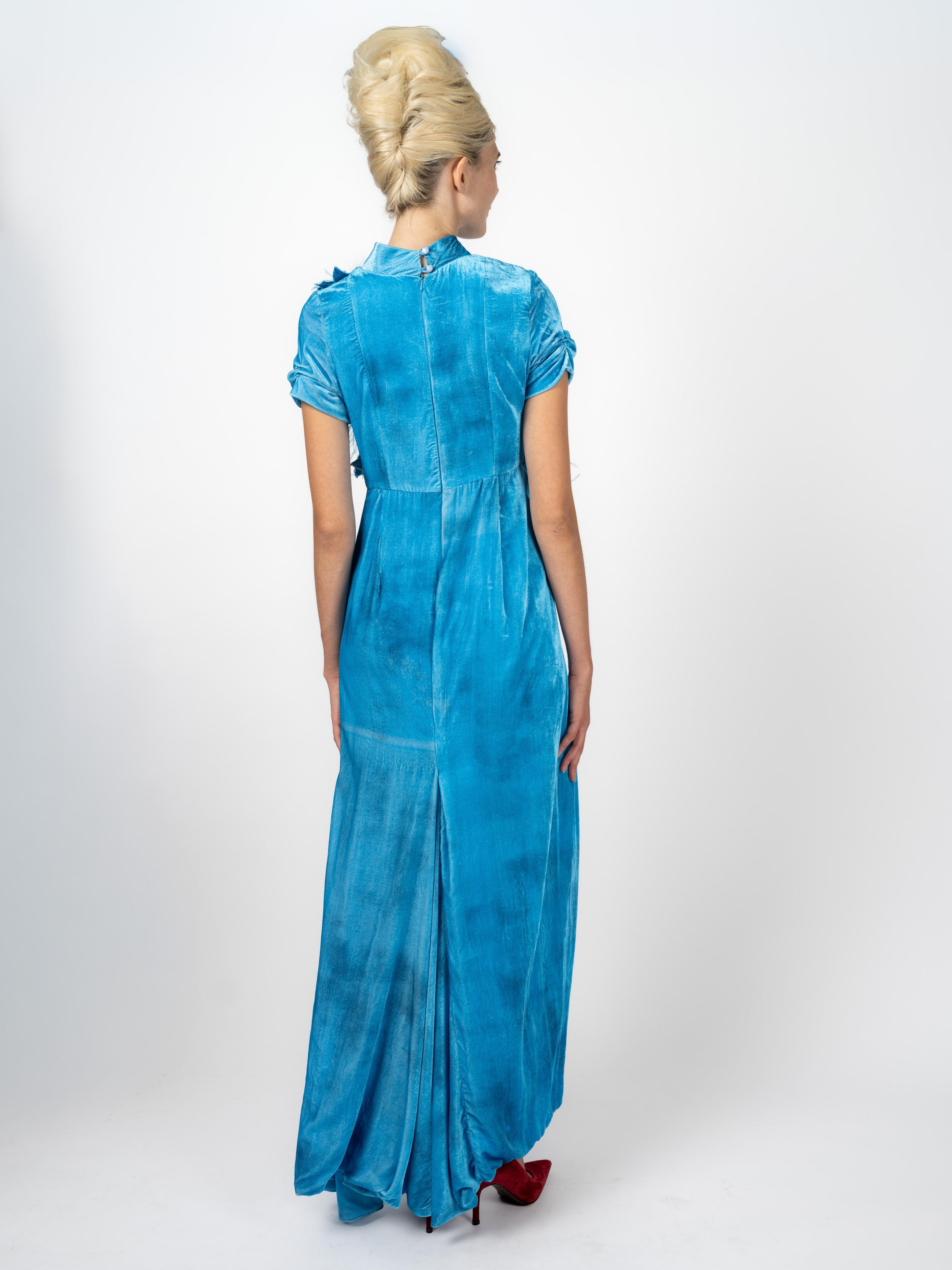Abendkleid Petrol aus Samt – weitere Ansicht