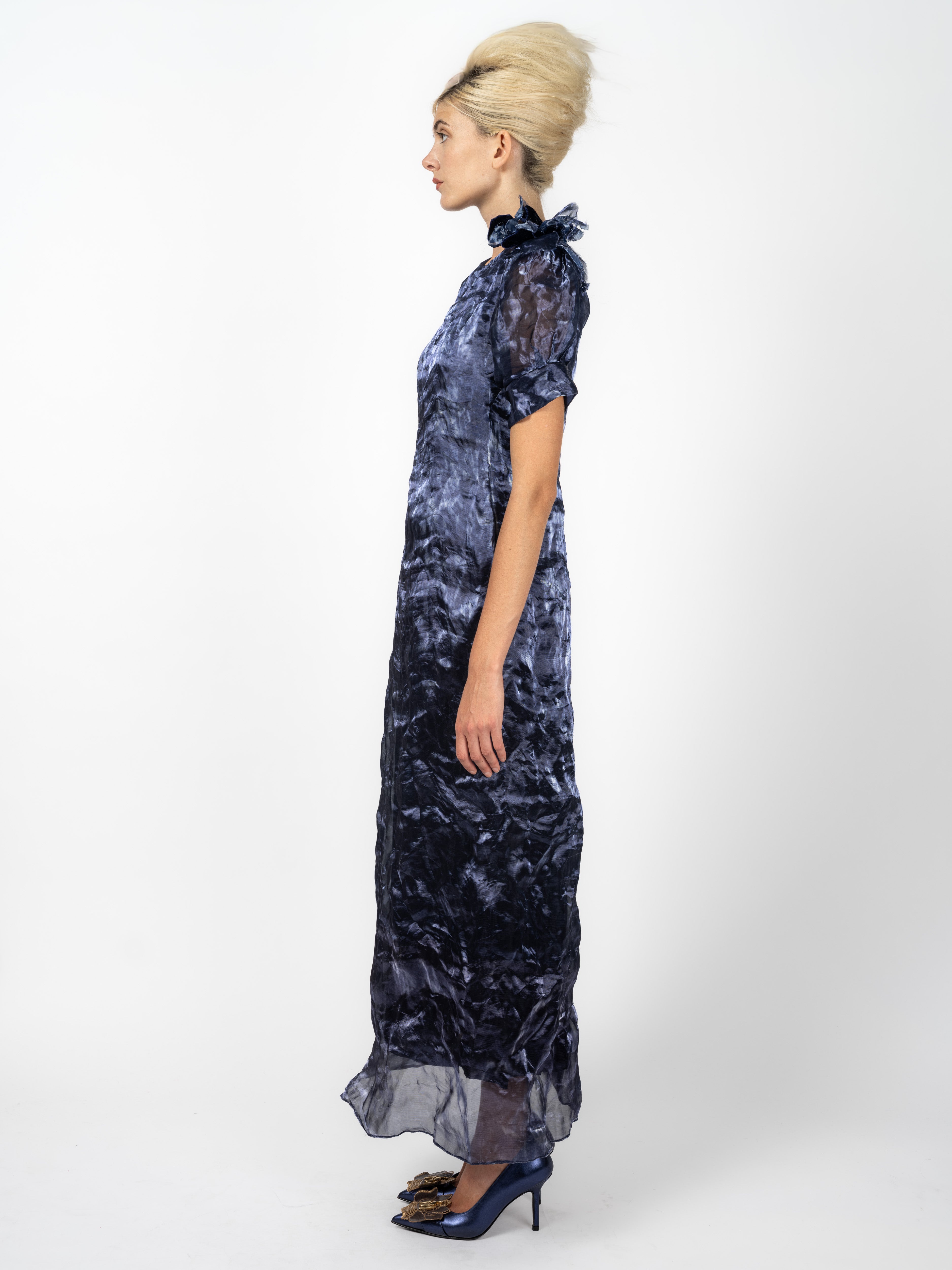 Abendkleid Nachtblau mit Puffärmeln – weitere Ansicht