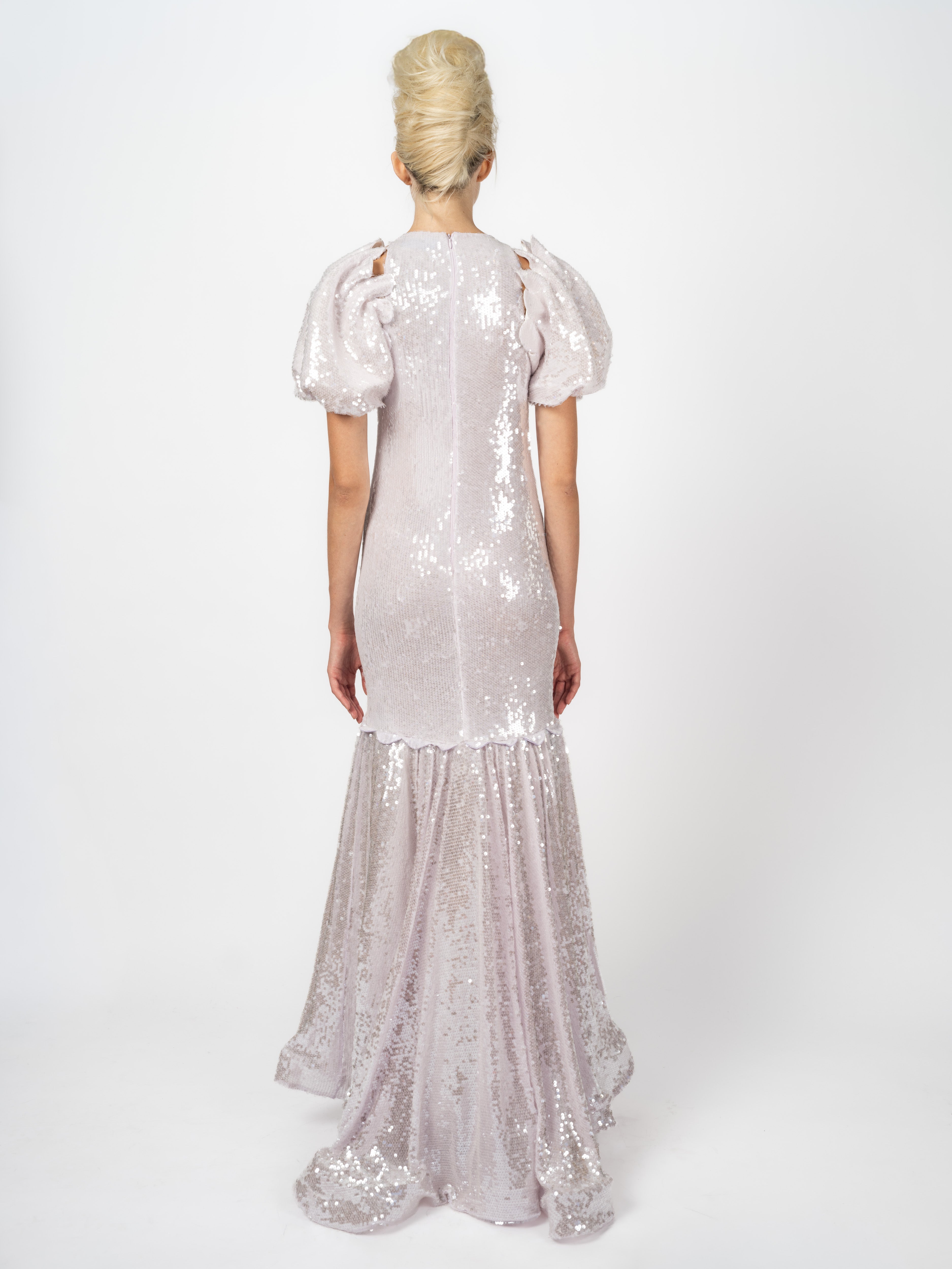 Abendkleid Perlweiss mit Pailletten von Maya Seyferth – Ansicht 4