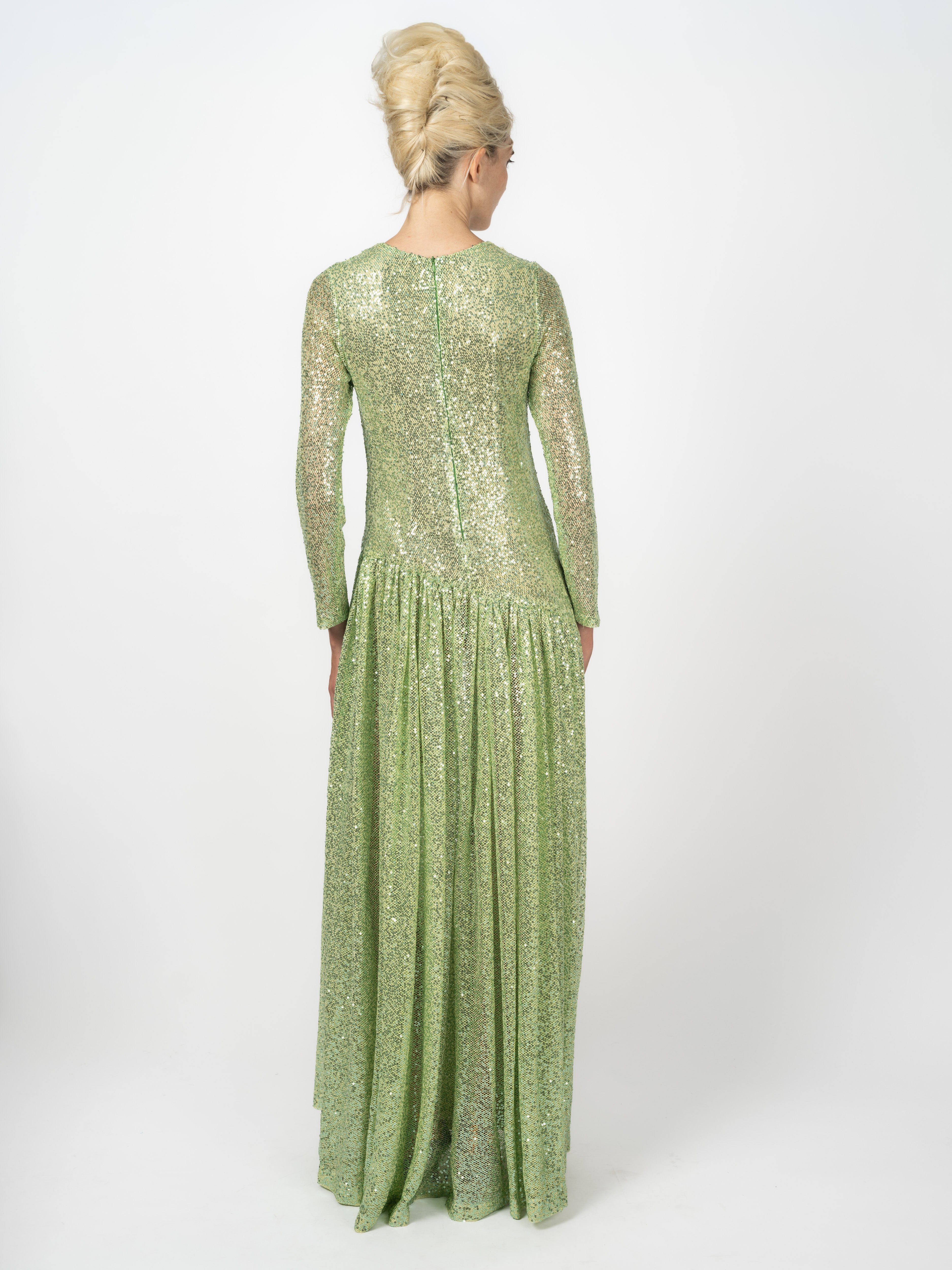 Couture-Kleid Hellgrün aus Pailletten-Strick von Maya Seyferth – Ansicht 4