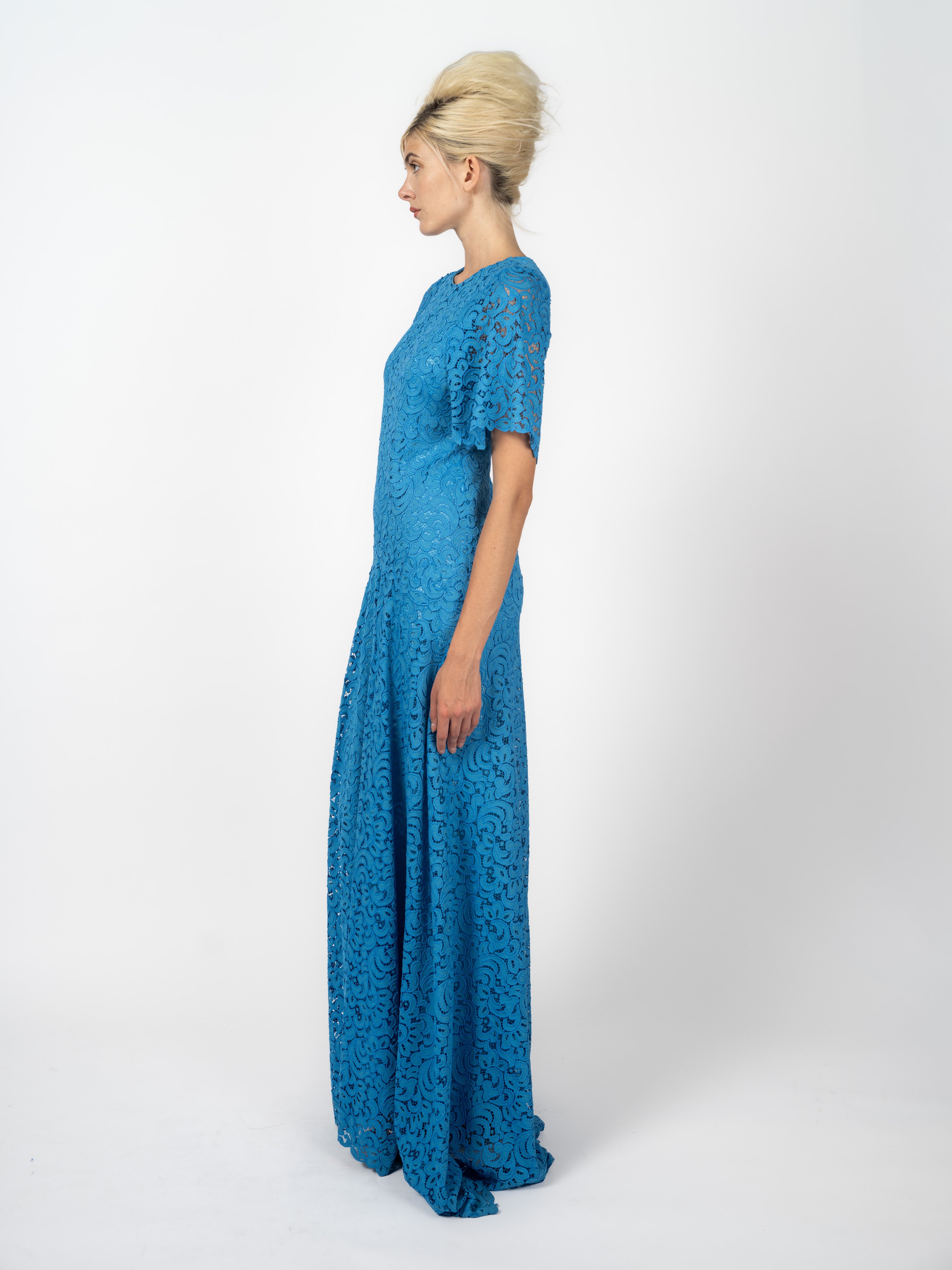 Abendkleid Azurblau aus Spitze von Maya Seyferth – Ansicht 3