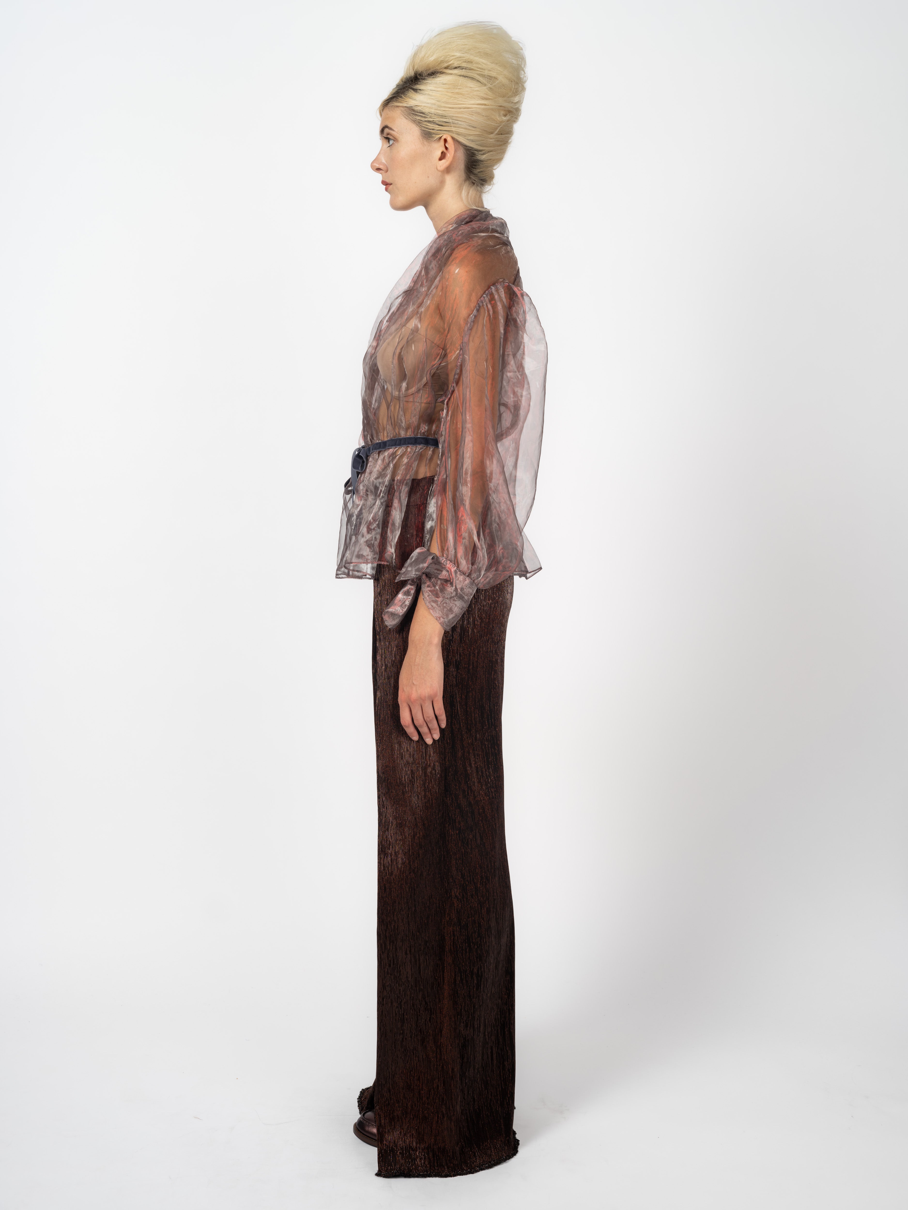 Bluse Altrosa aus Chiffon mit Hose Bronze – weitere Ansicht