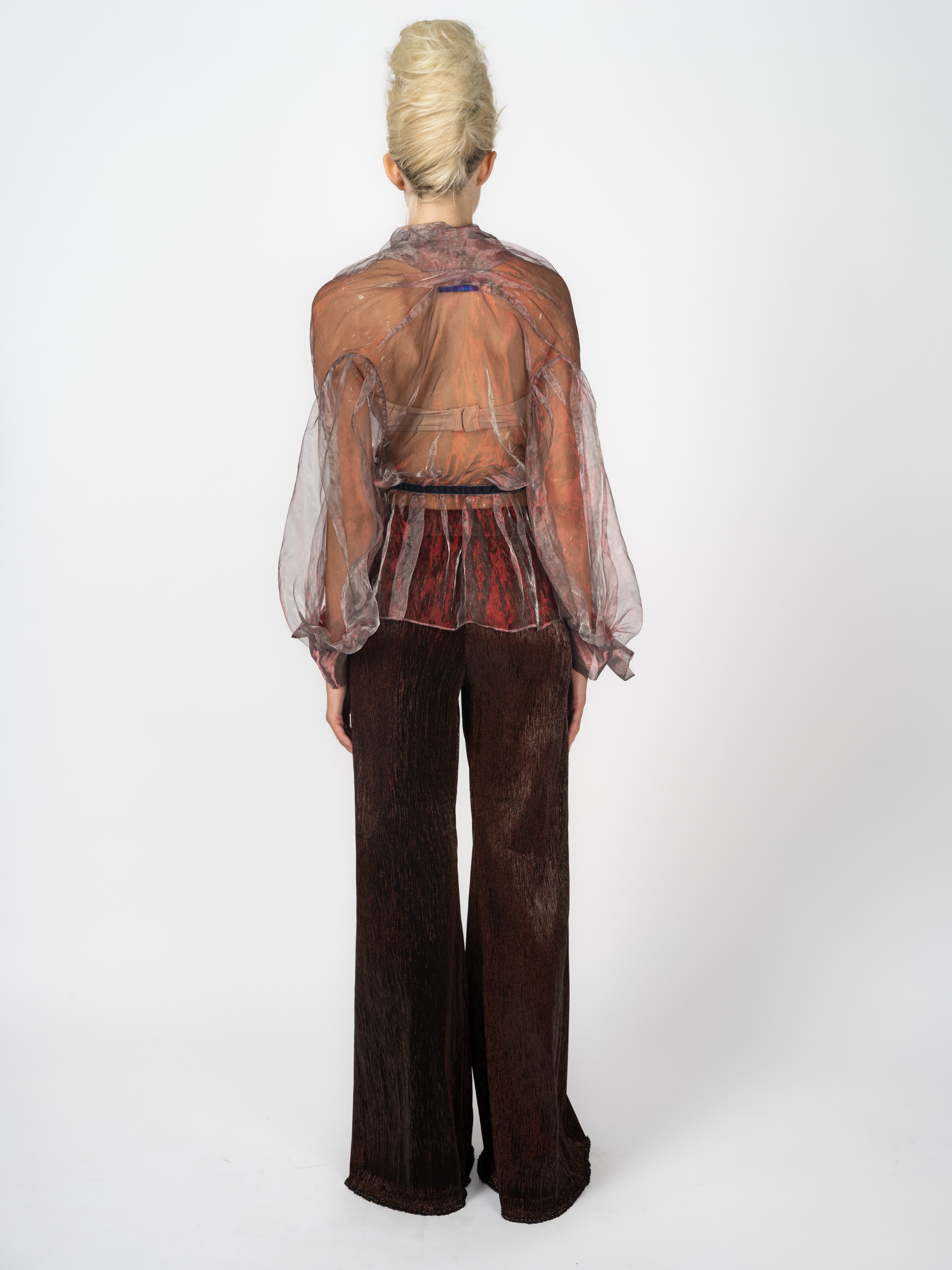 Bluse Altrosa aus Chiffon mit Hose Bronze – weitere Ansicht