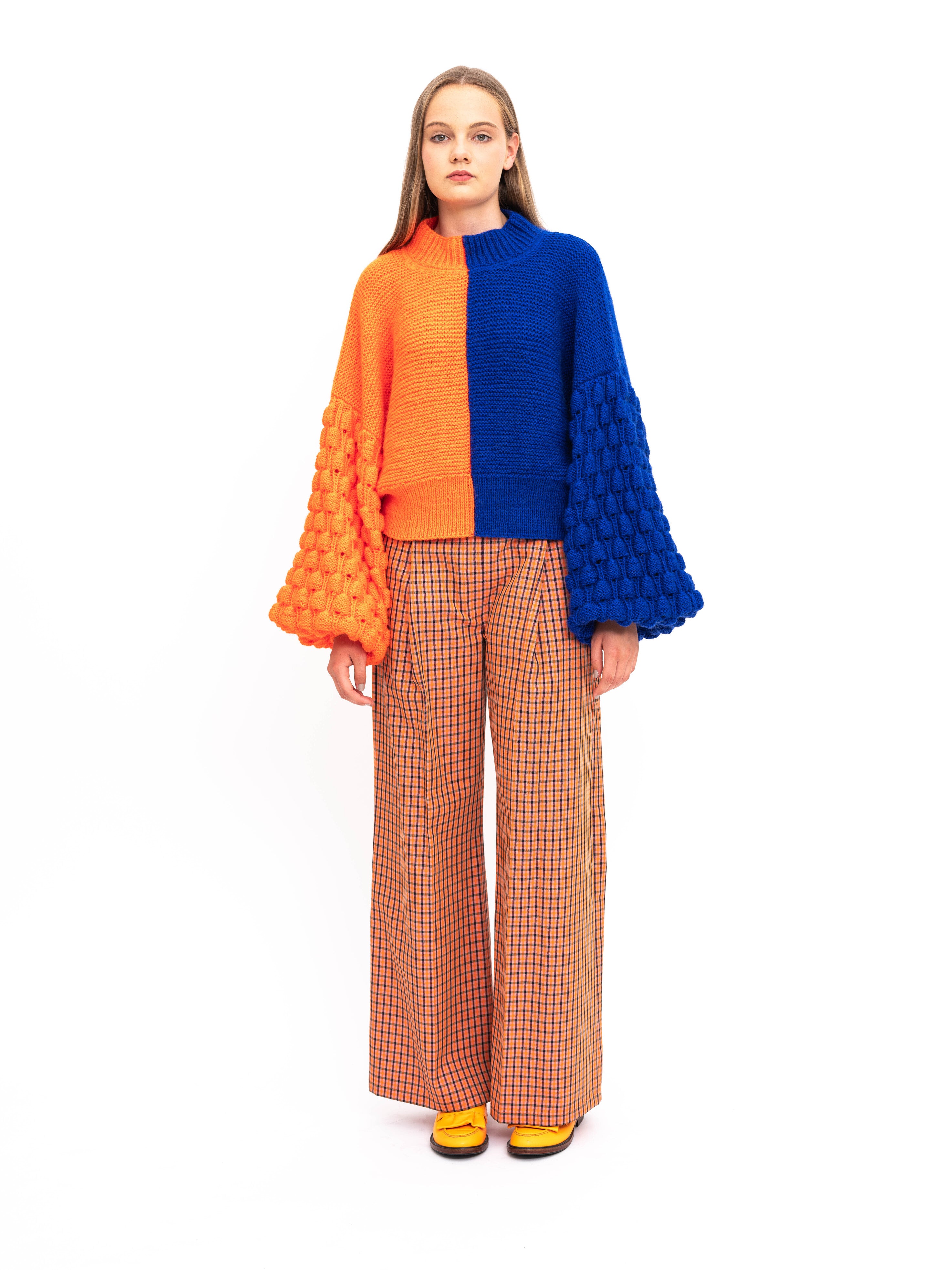 Handmade Pullover Orange Blue