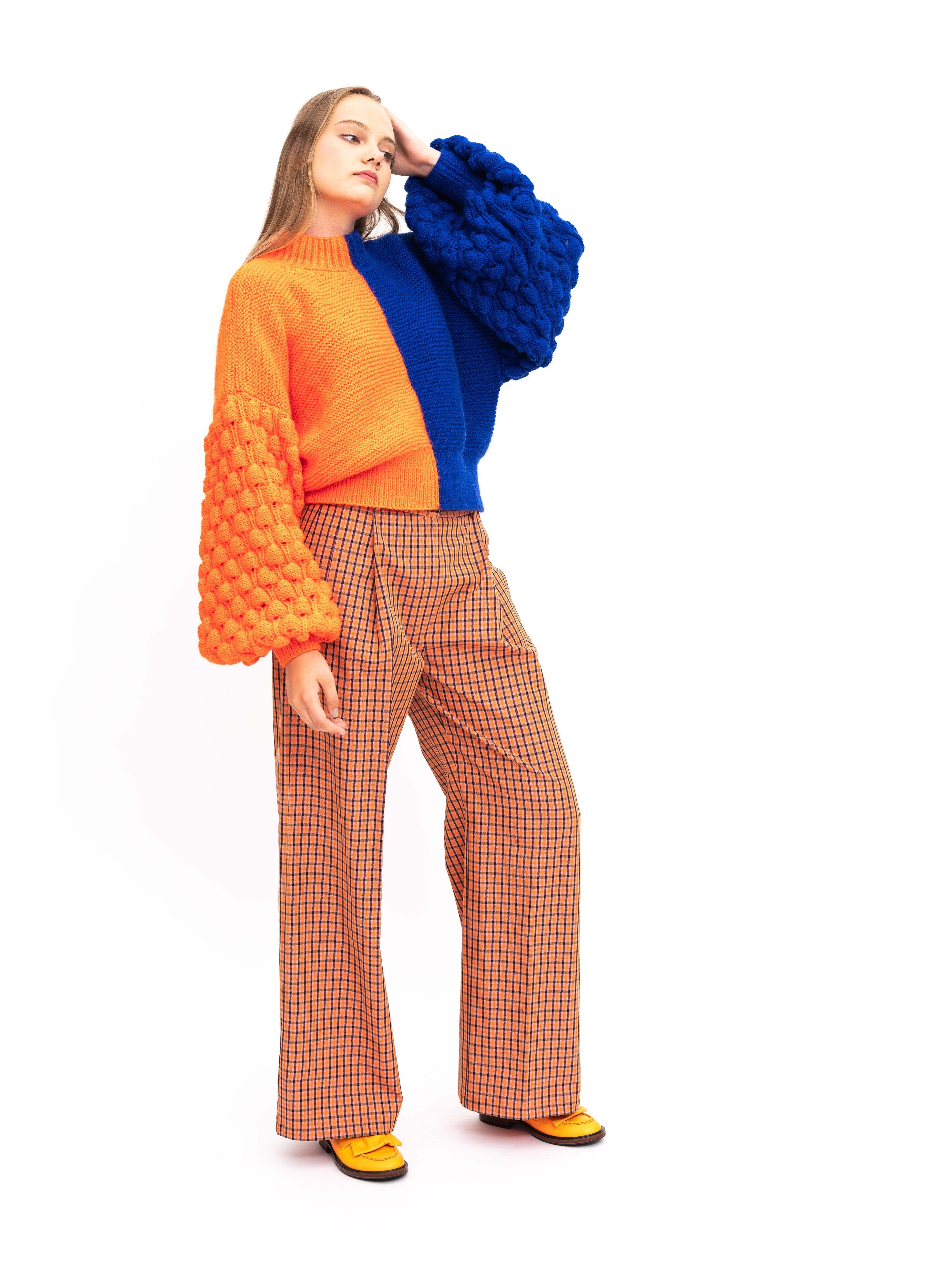 Handmade Pullover Orange Blue