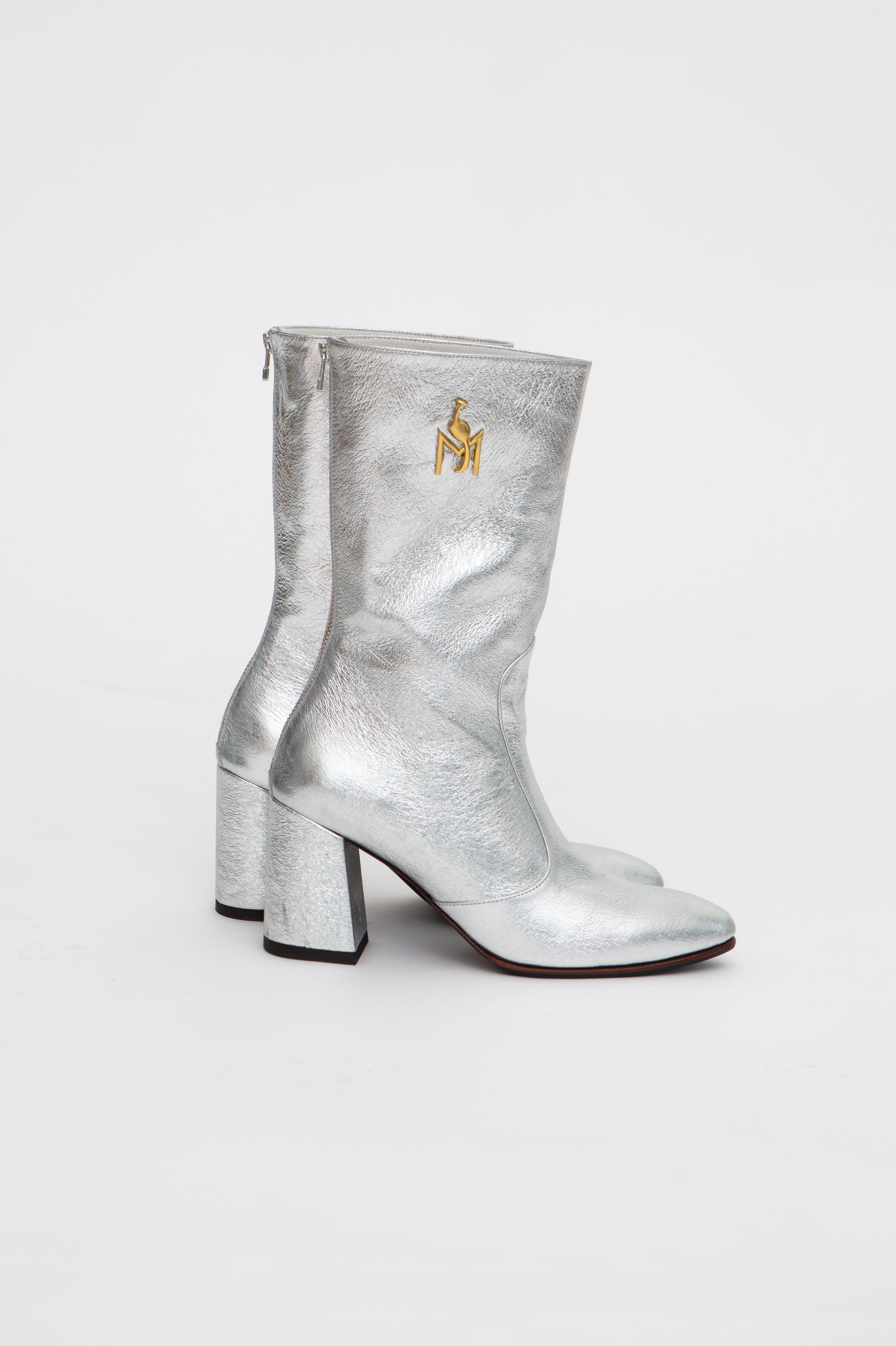 Handmade Boots Metallic Silver