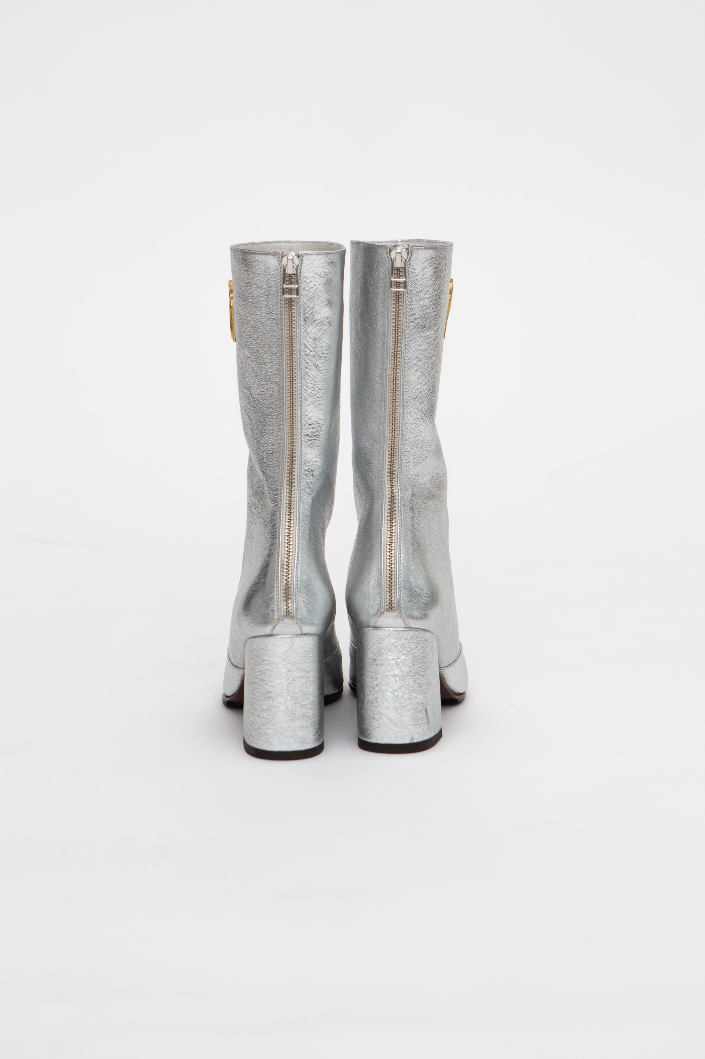 Handmade Boots Metallic Silver