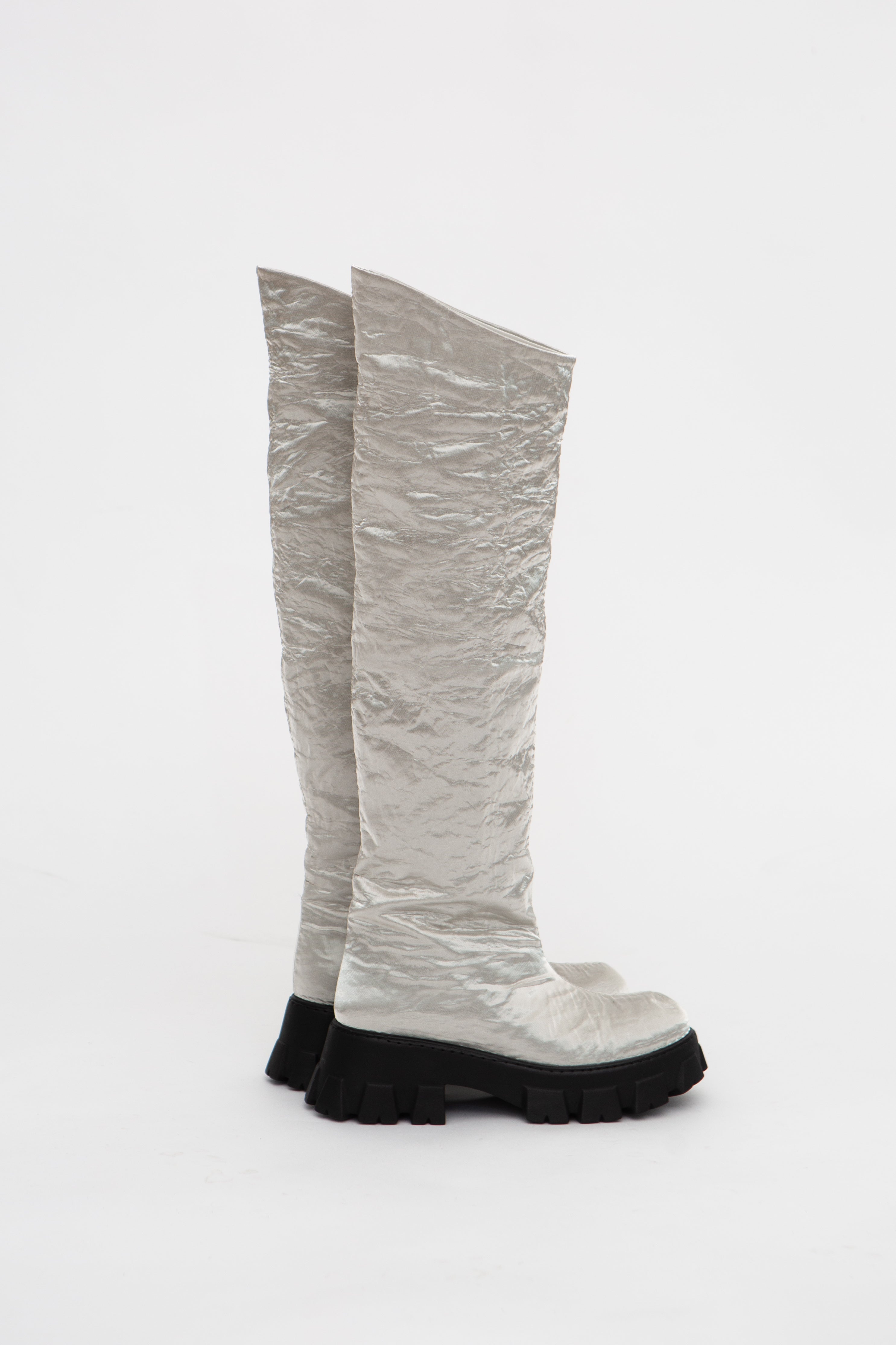 Handmade Boots Silver Metall High