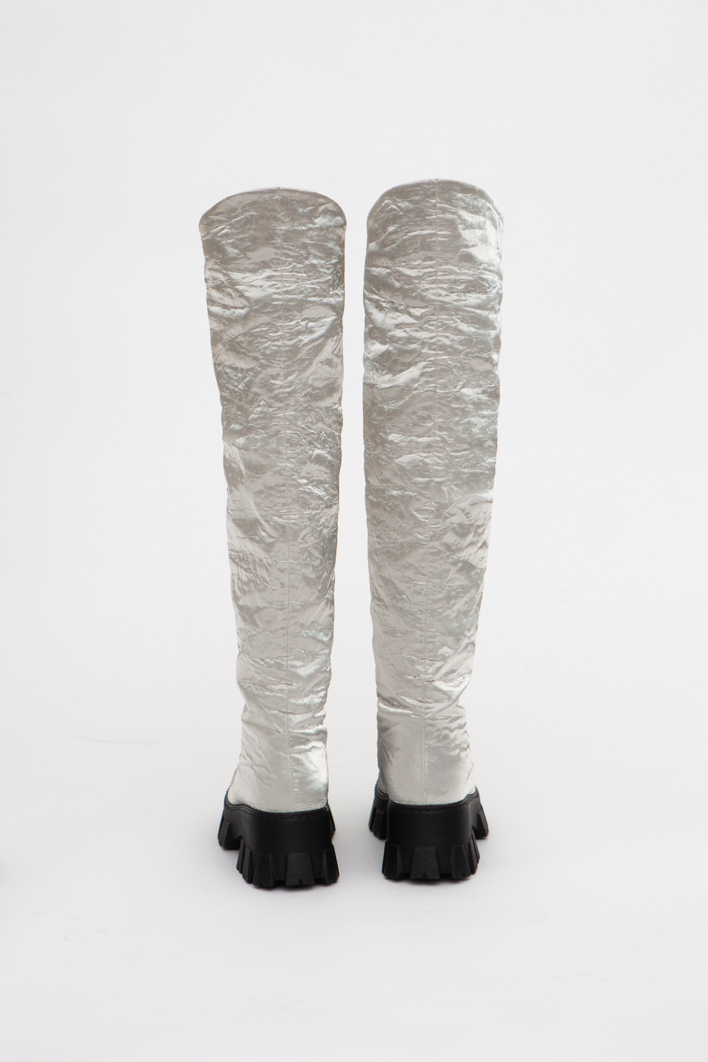 Handmade Boots Silver Metall High