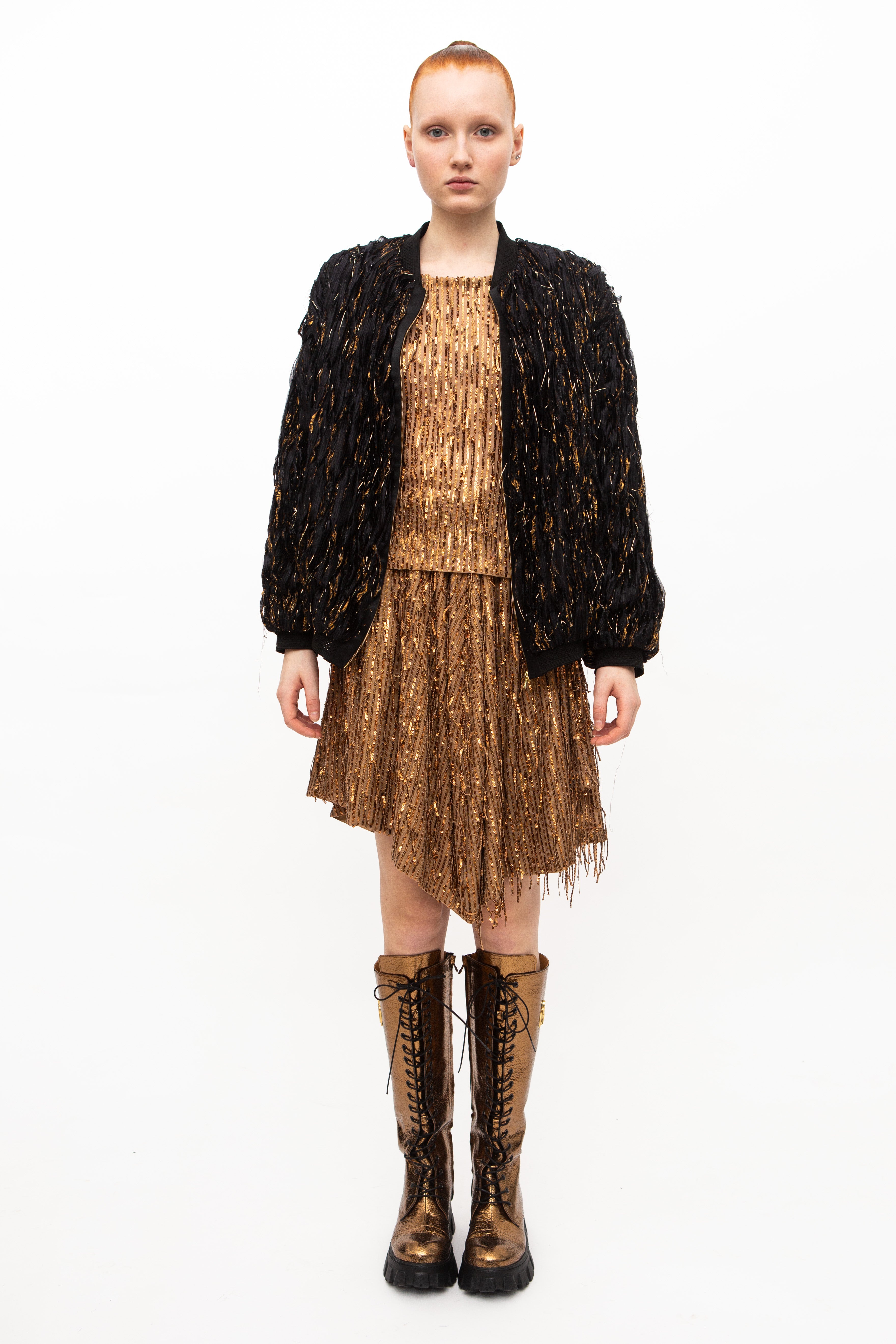 Bomber Jacket Silk Black Gold