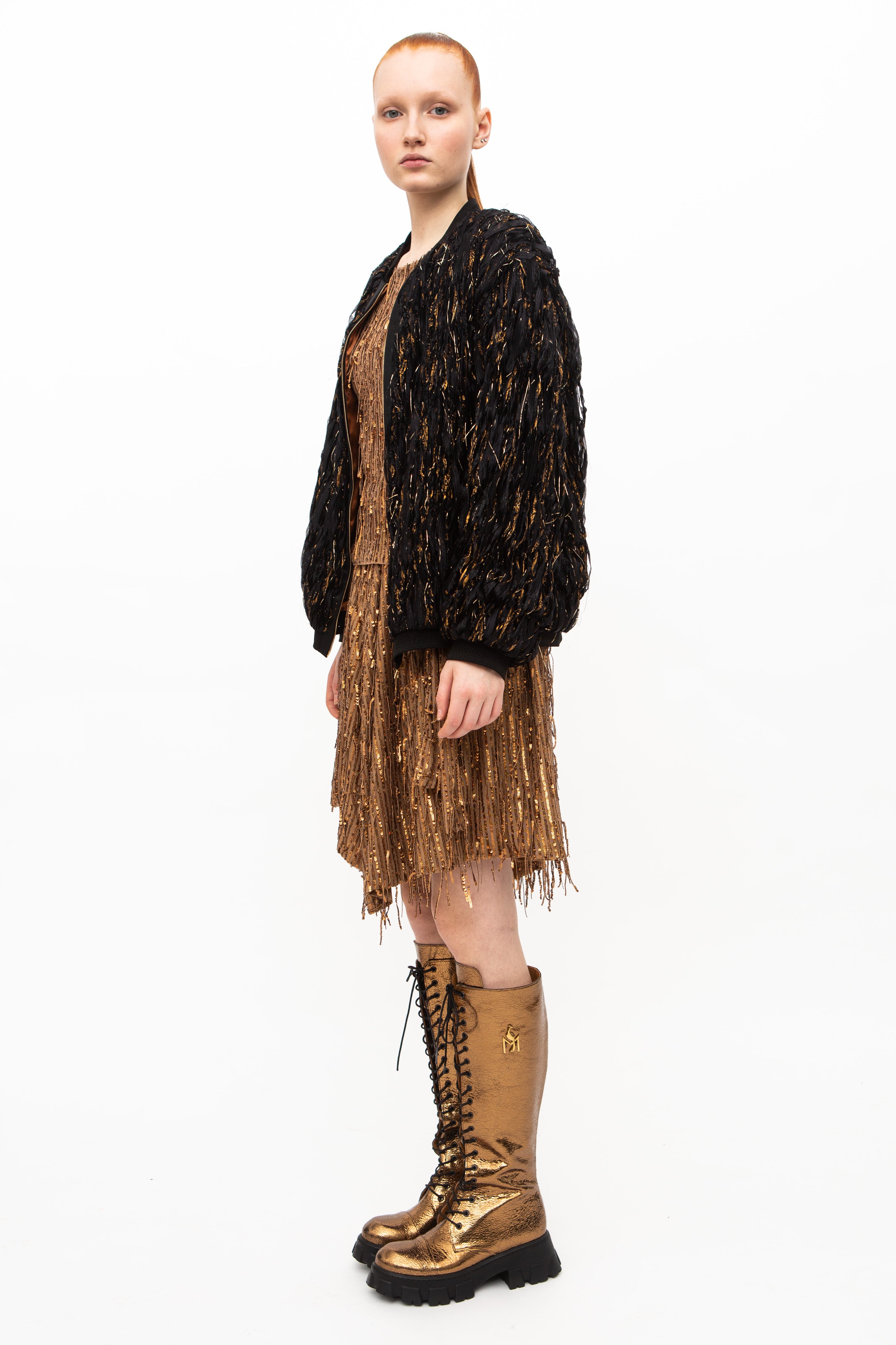 Bomber Jacket Silk Black Gold