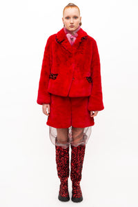 Jacket Faux Fur Red
