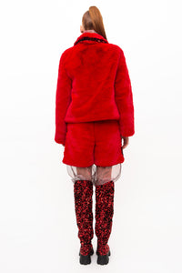 Jacket Faux Fur Red