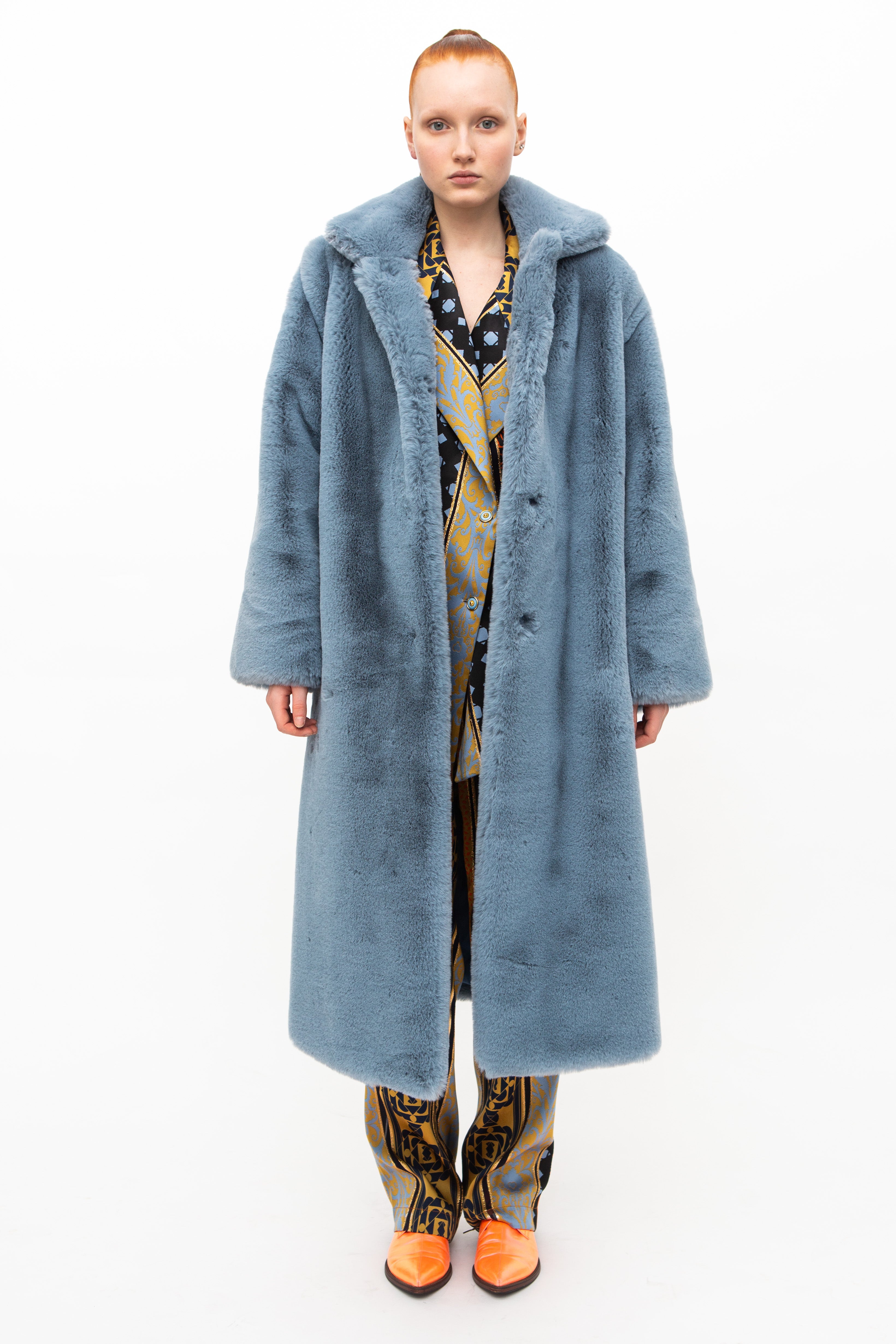 Coat Fake Fur Blue