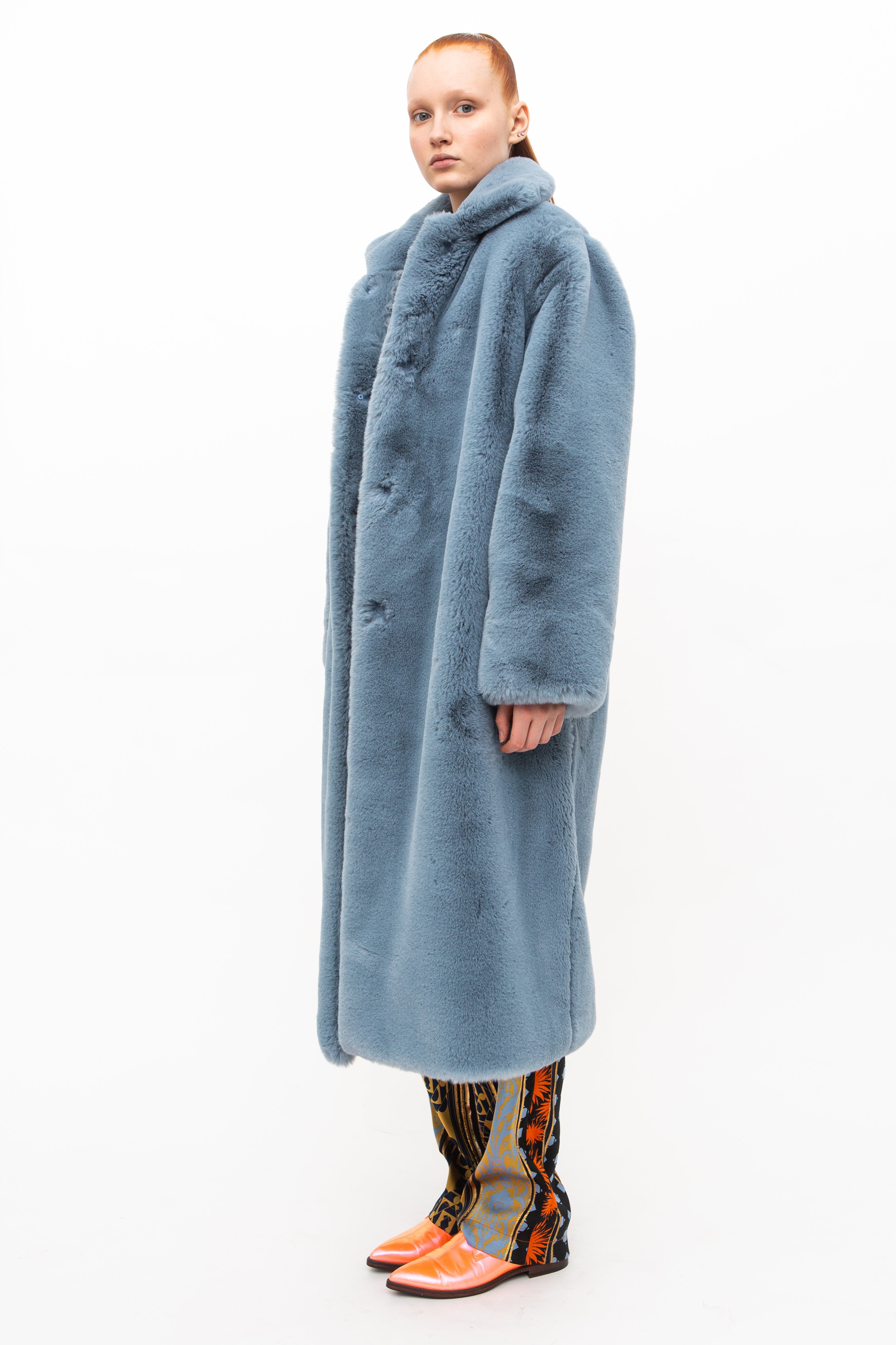 Coat Fake Fur Blue