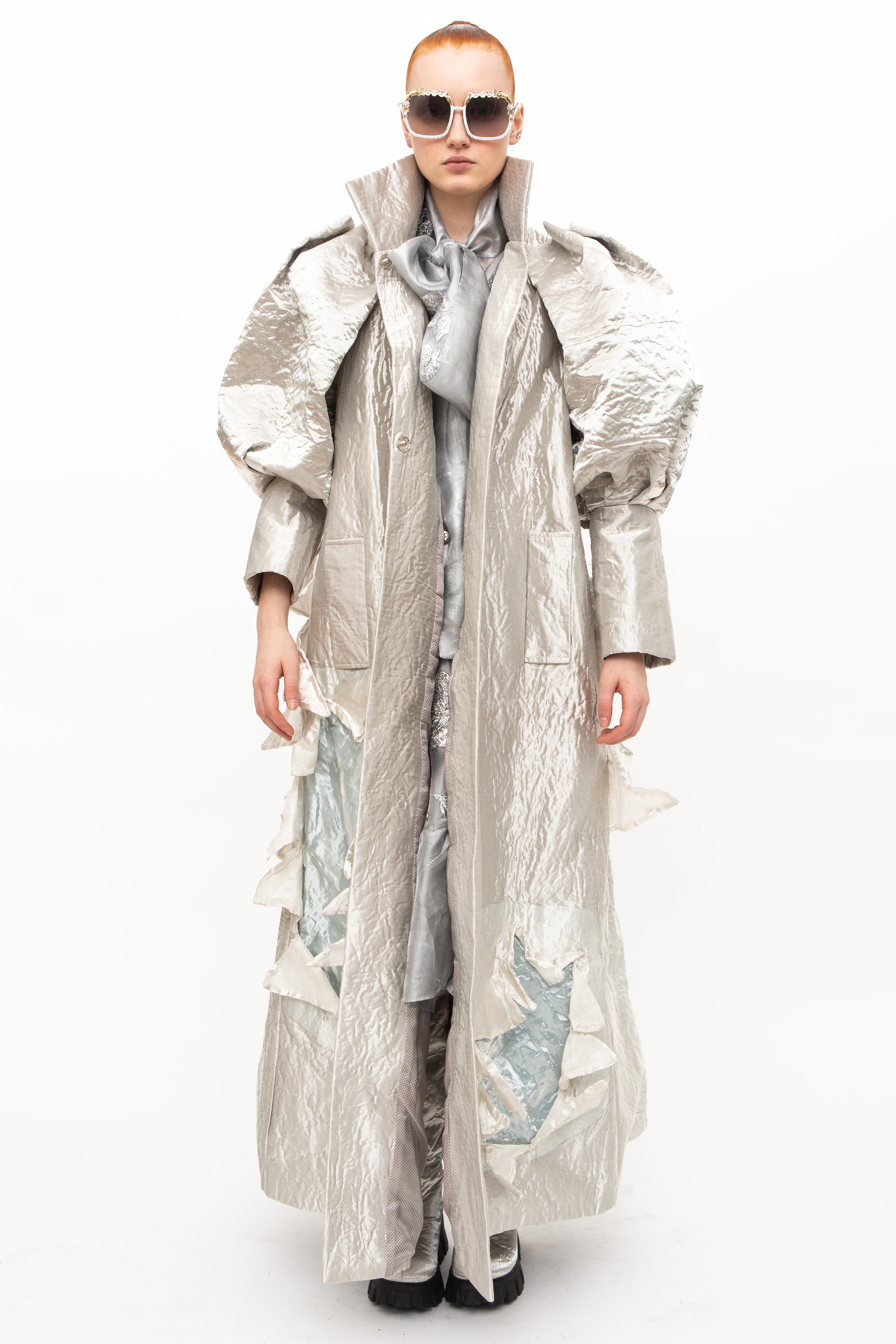 Coat Sculptural Silver handmade