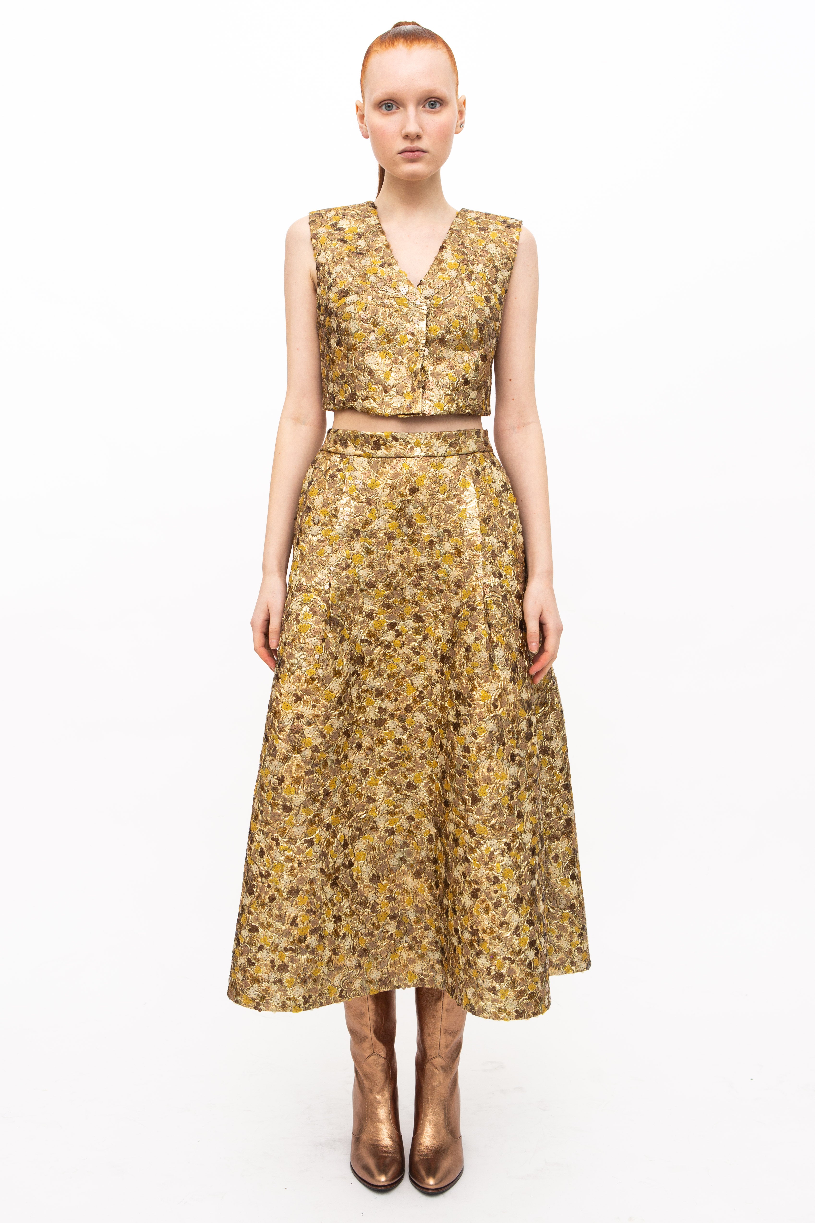 Vest Embroidery Sequins Gold unique