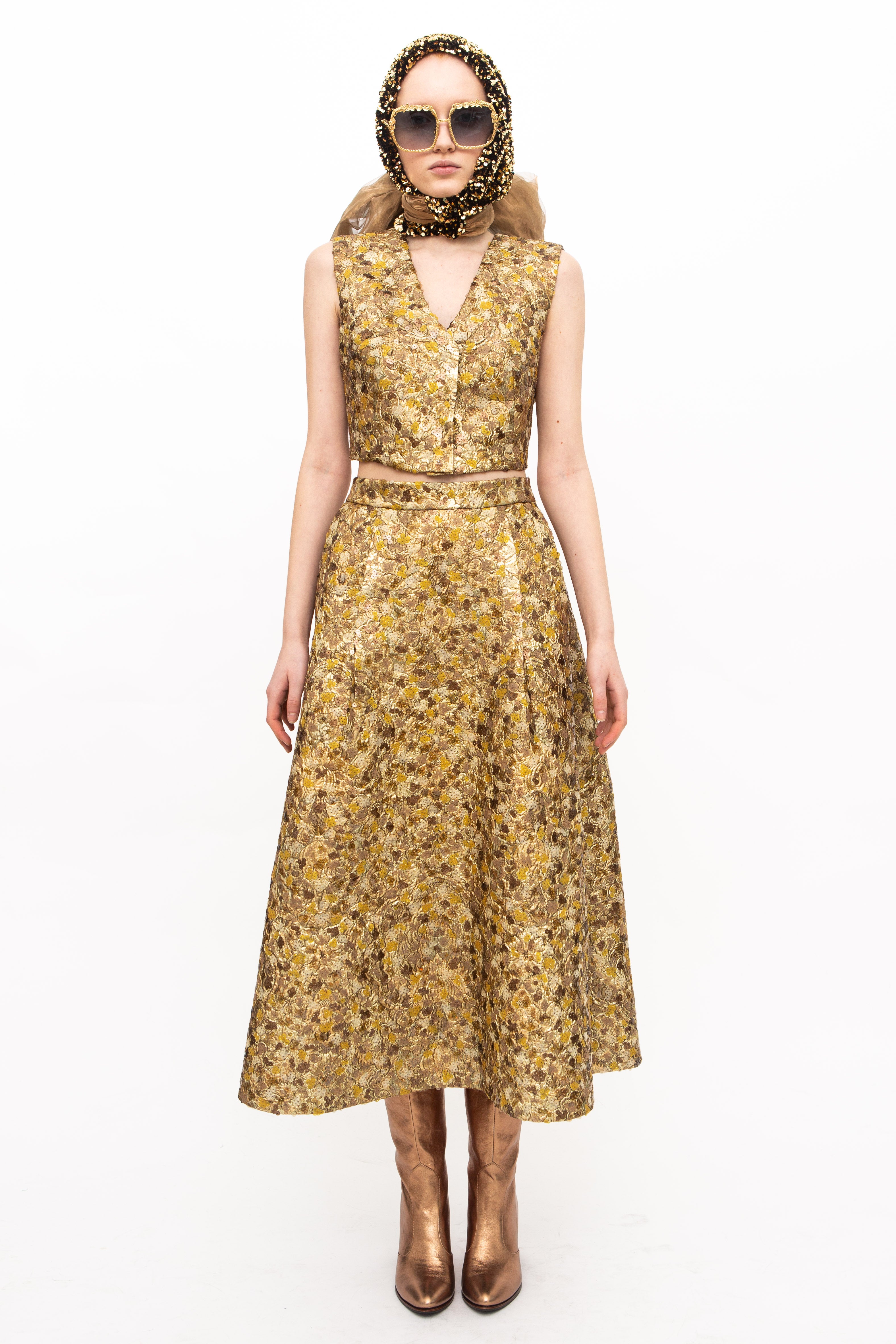 Vest Embroidery Sequins Gold unique