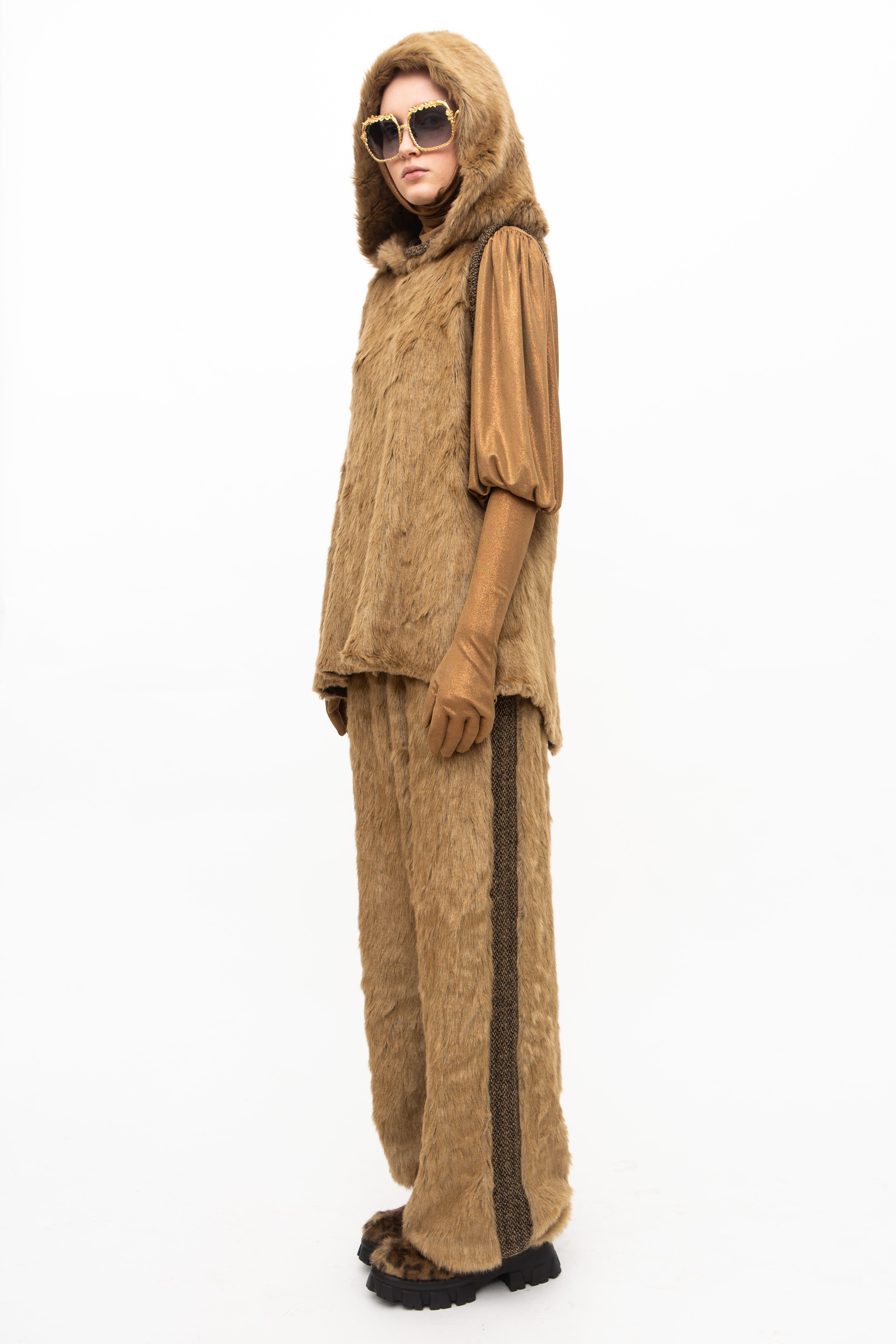 Pants Faux Fur Brown