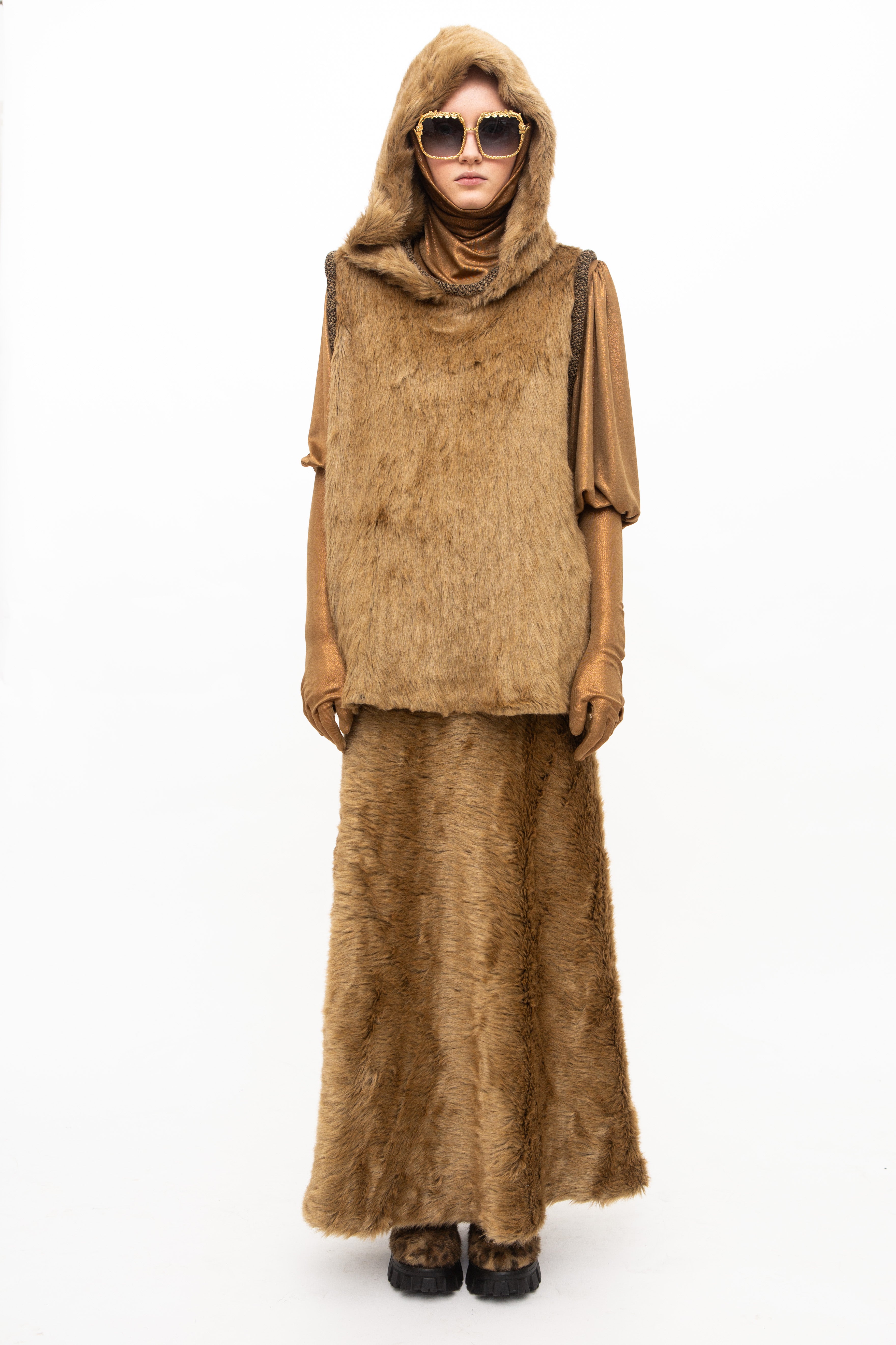 Skirt Faux Fur Brown