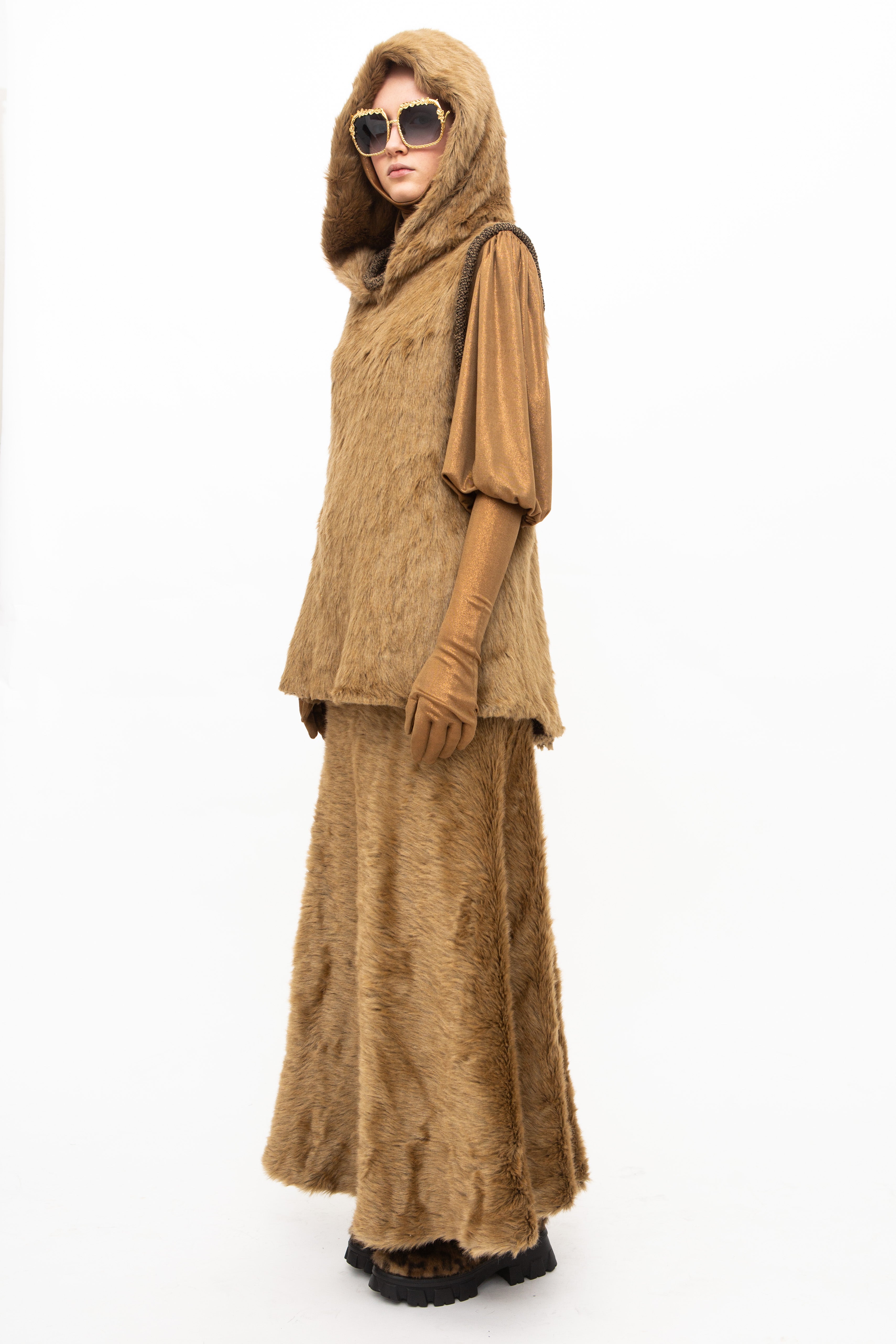 Skirt Faux Fur Brown