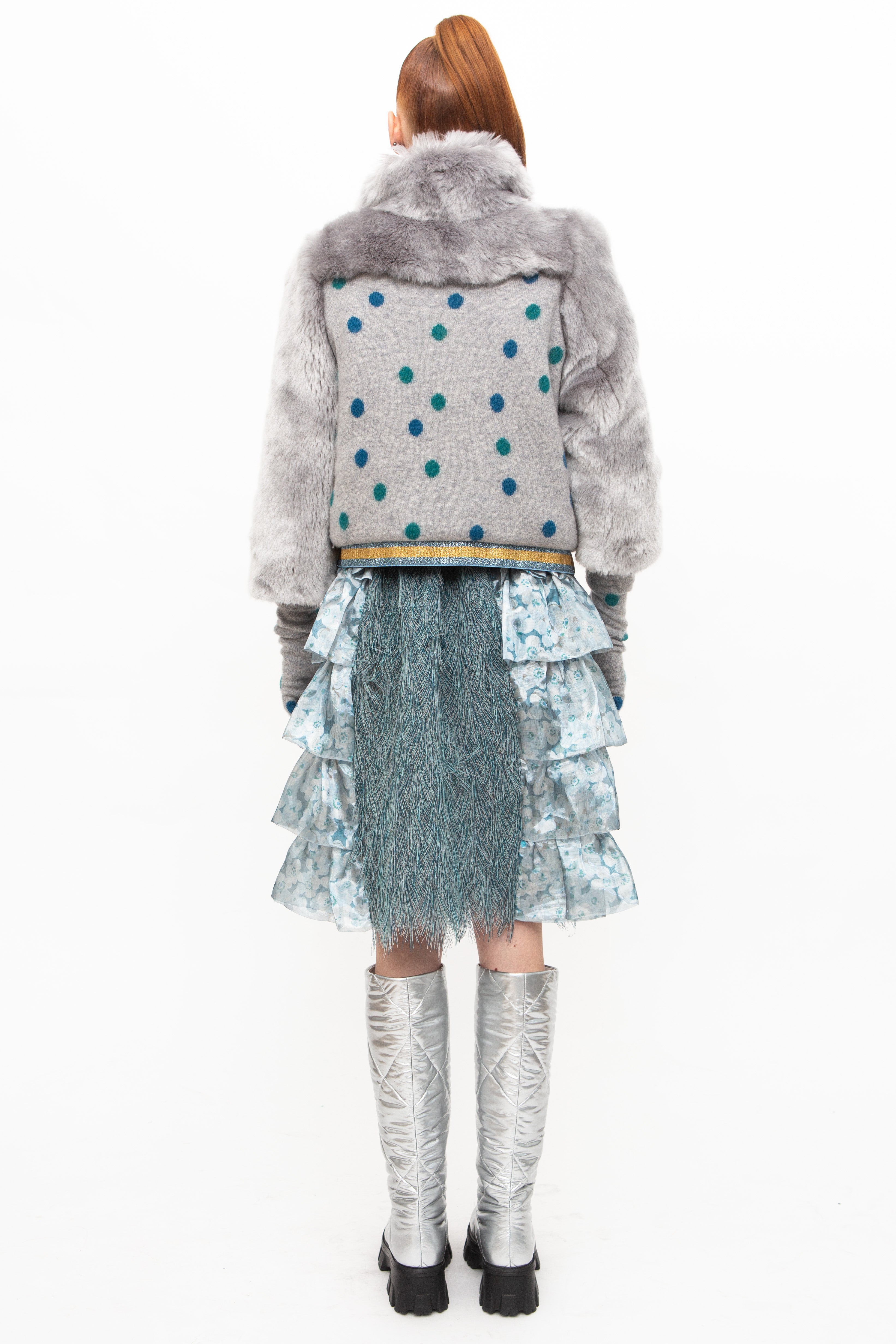 Jacket Faux Fur Silver unique handmade