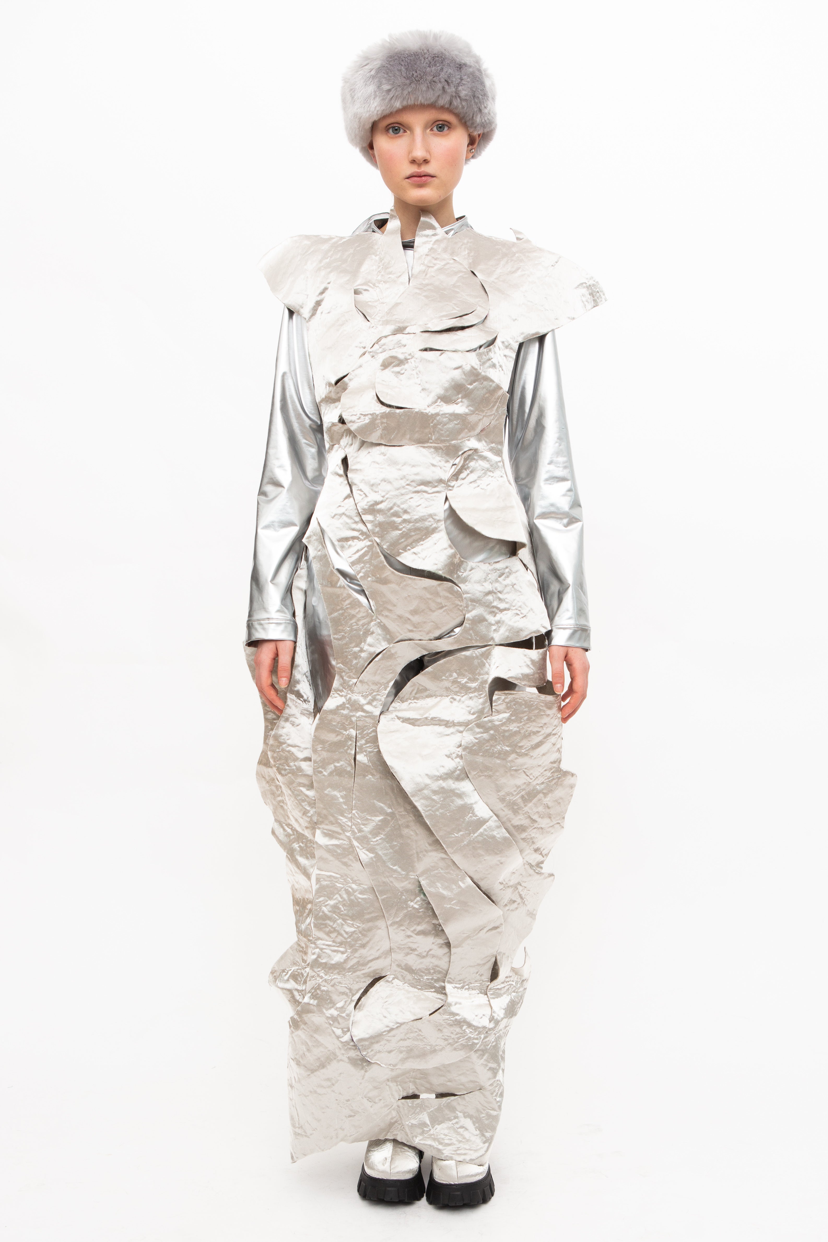 Overcoat Metallic Silver "Frozen Lake – St. Moritz" Fashion Show