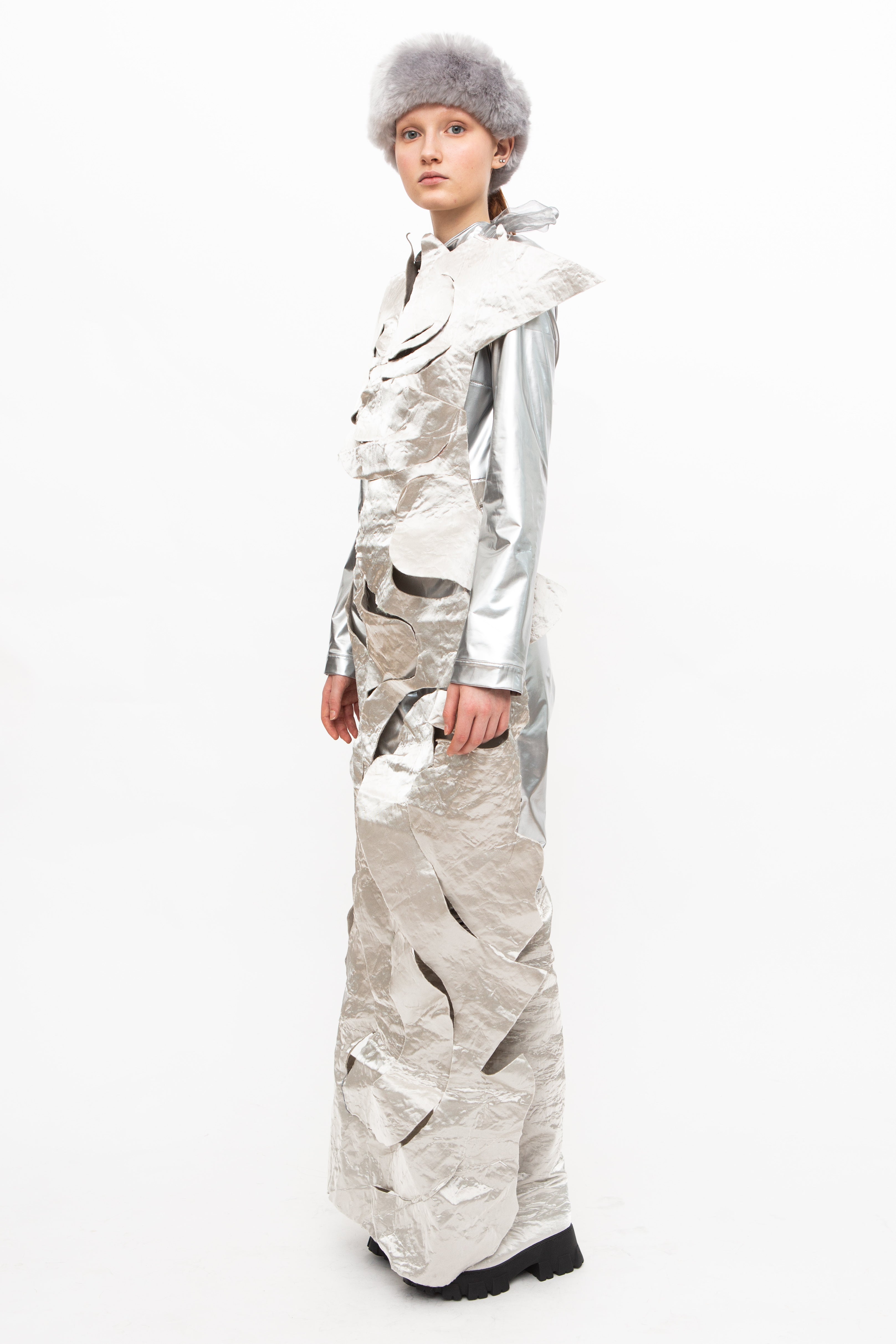 Overcoat Metallic Silver "Frozen Lake – St. Moritz" Fashion Show