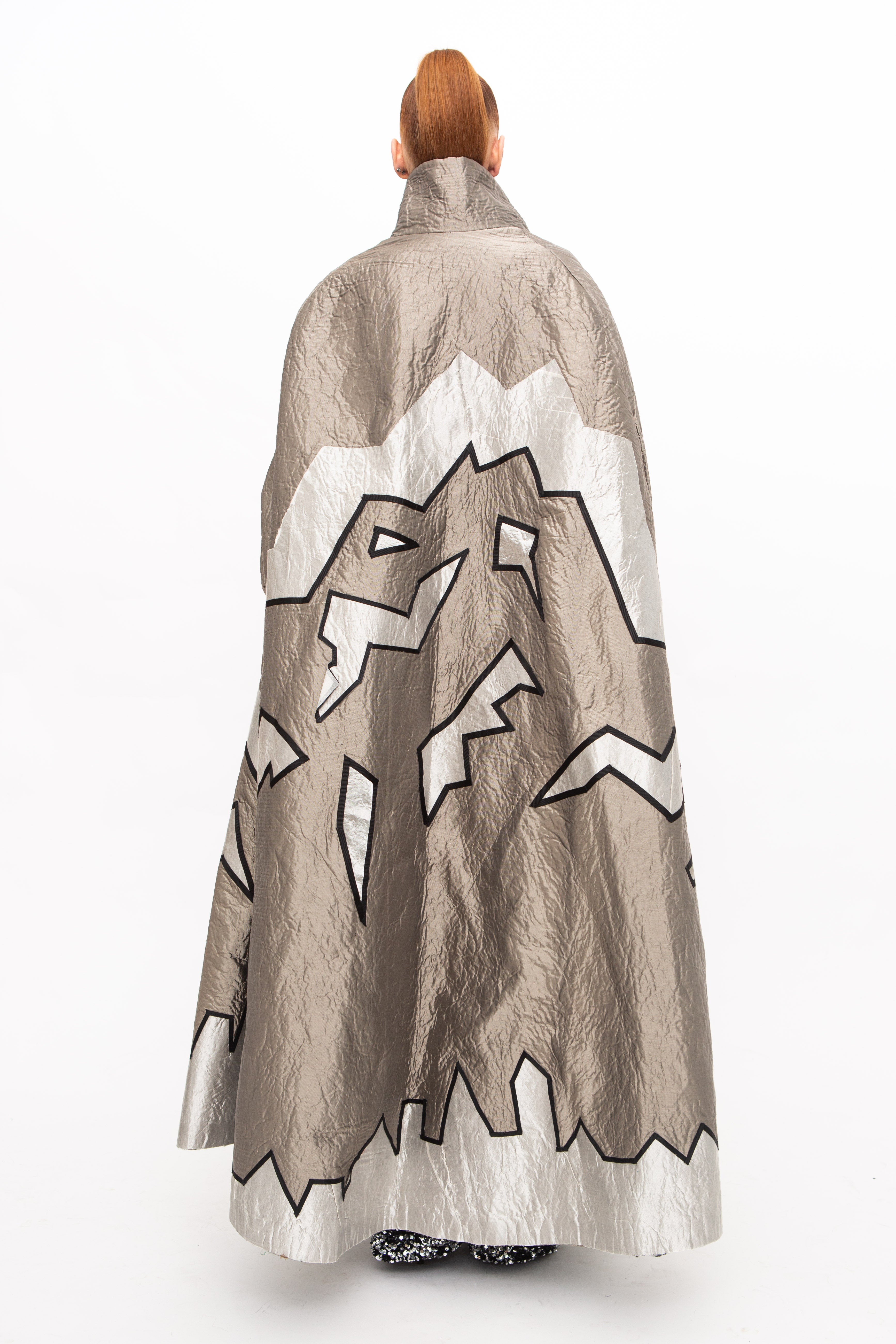 Handmade Coat Cape Metallic Silver Unique St. Moritz