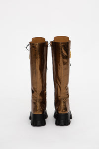 Handmade Boots Lace Up Gold
