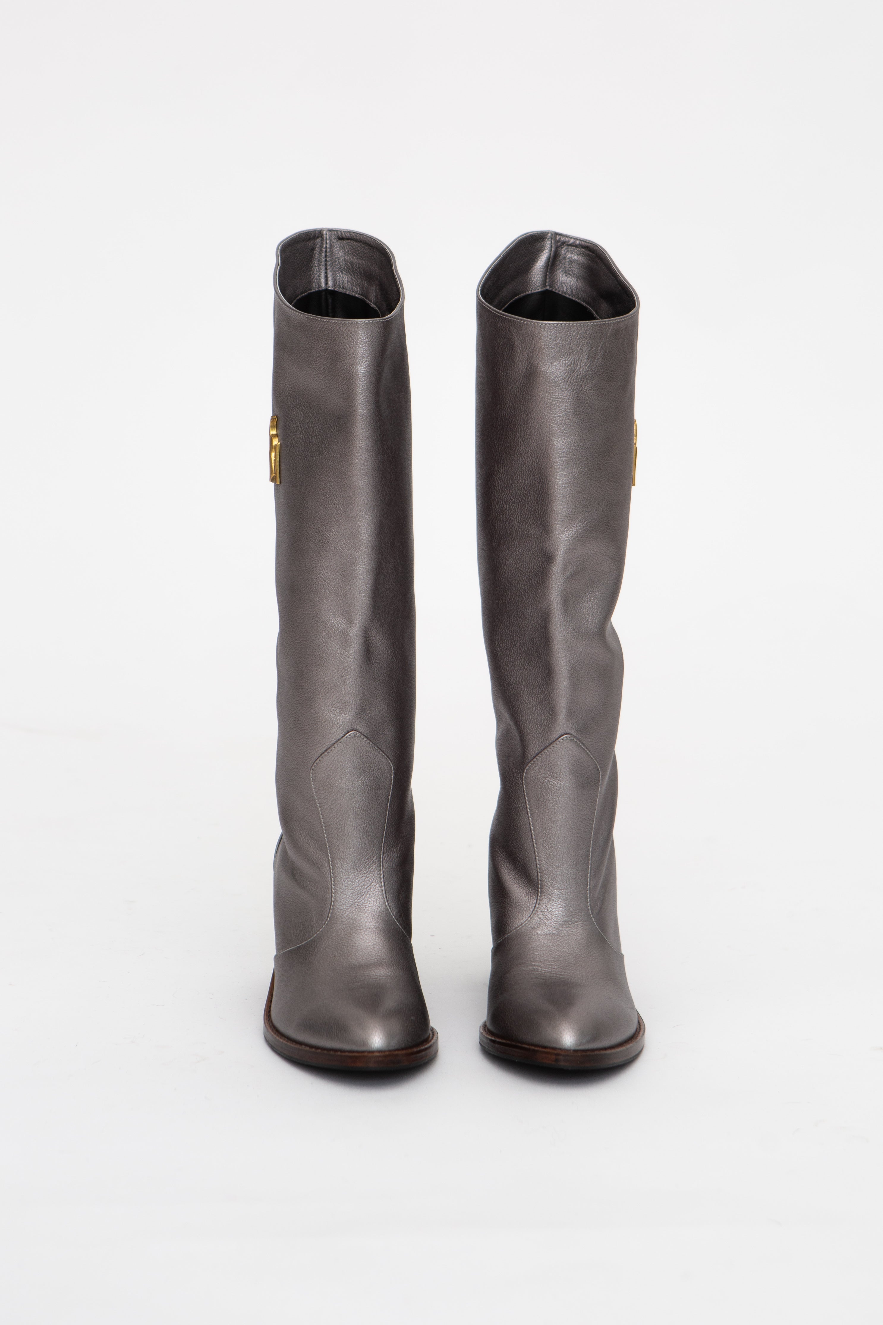 Handmade Boots Metallic Grey Logo