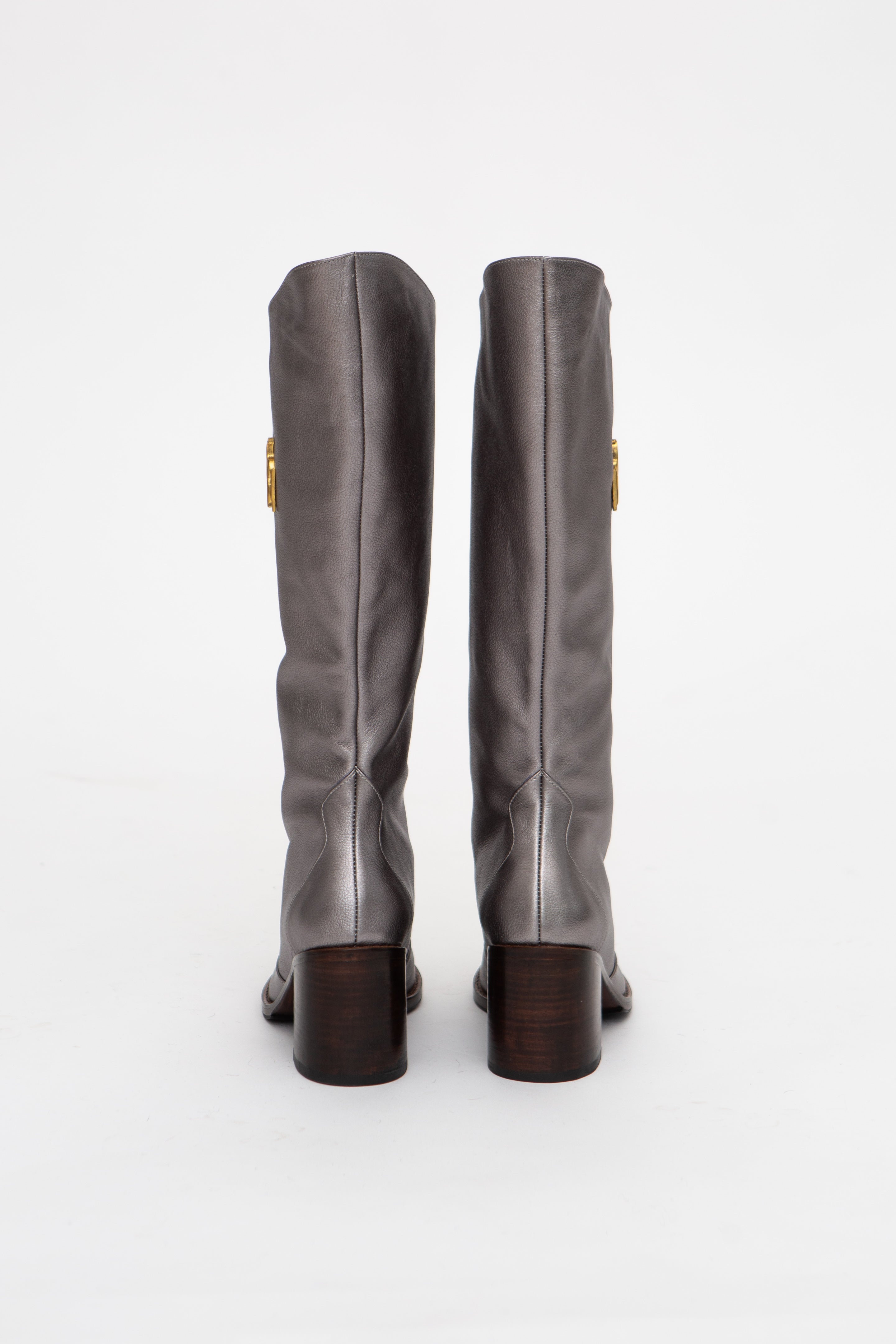 Handmade Boots Metallic Grey Logo