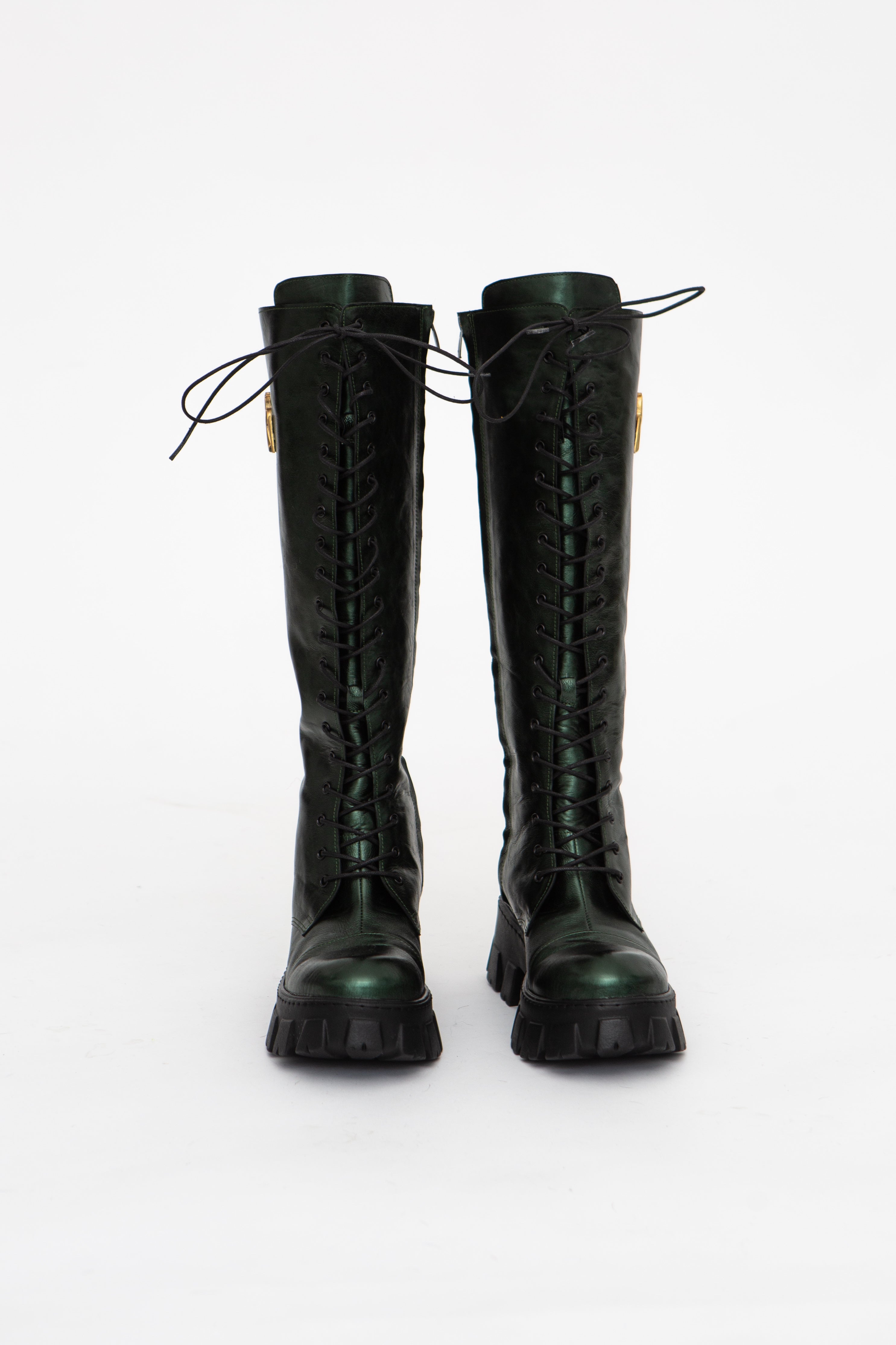Handmade Boots Lace Up Green
