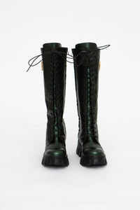 Handmade Boots Lace Up Green