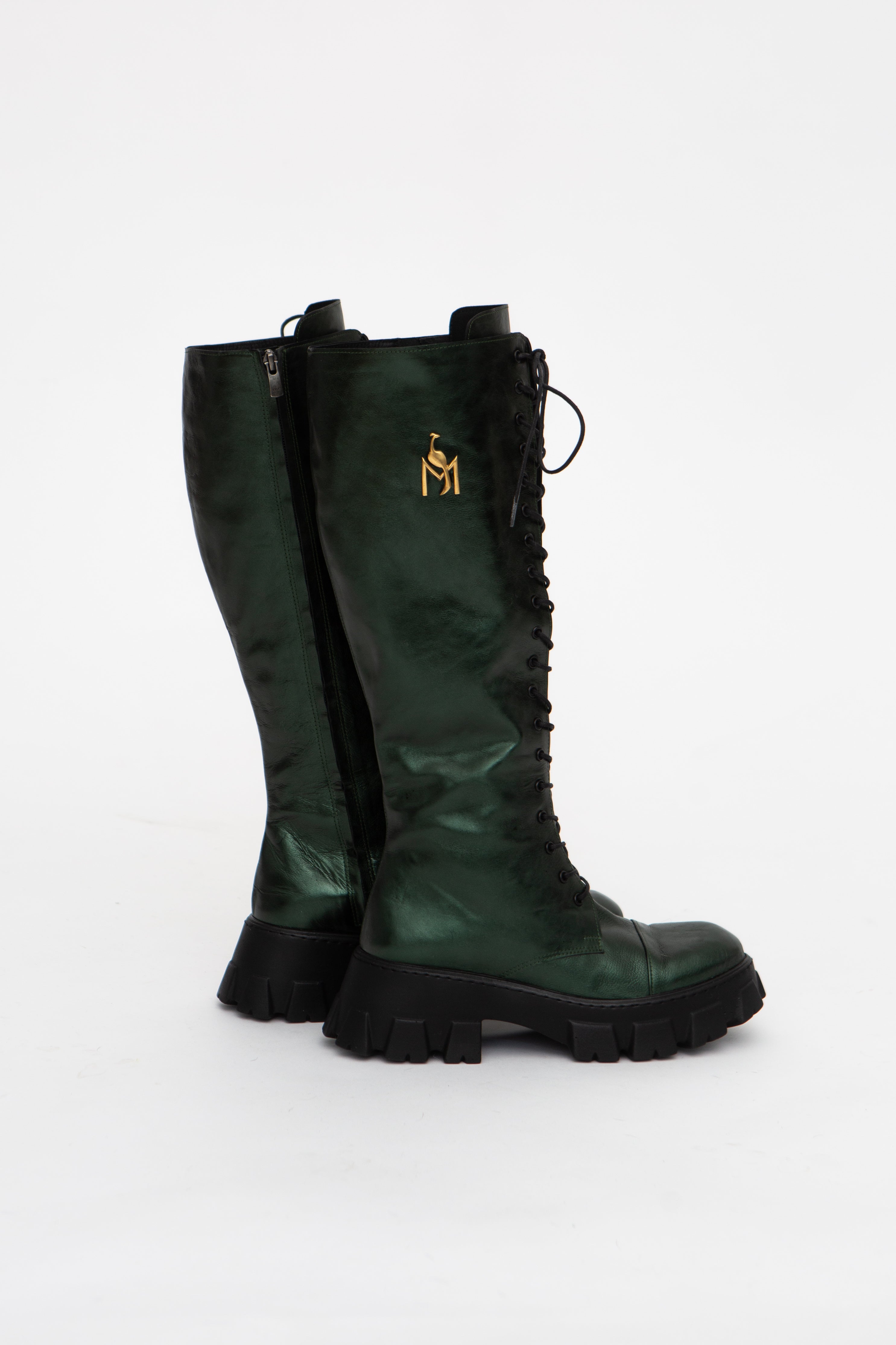 Handmade Boots Lace Up Green