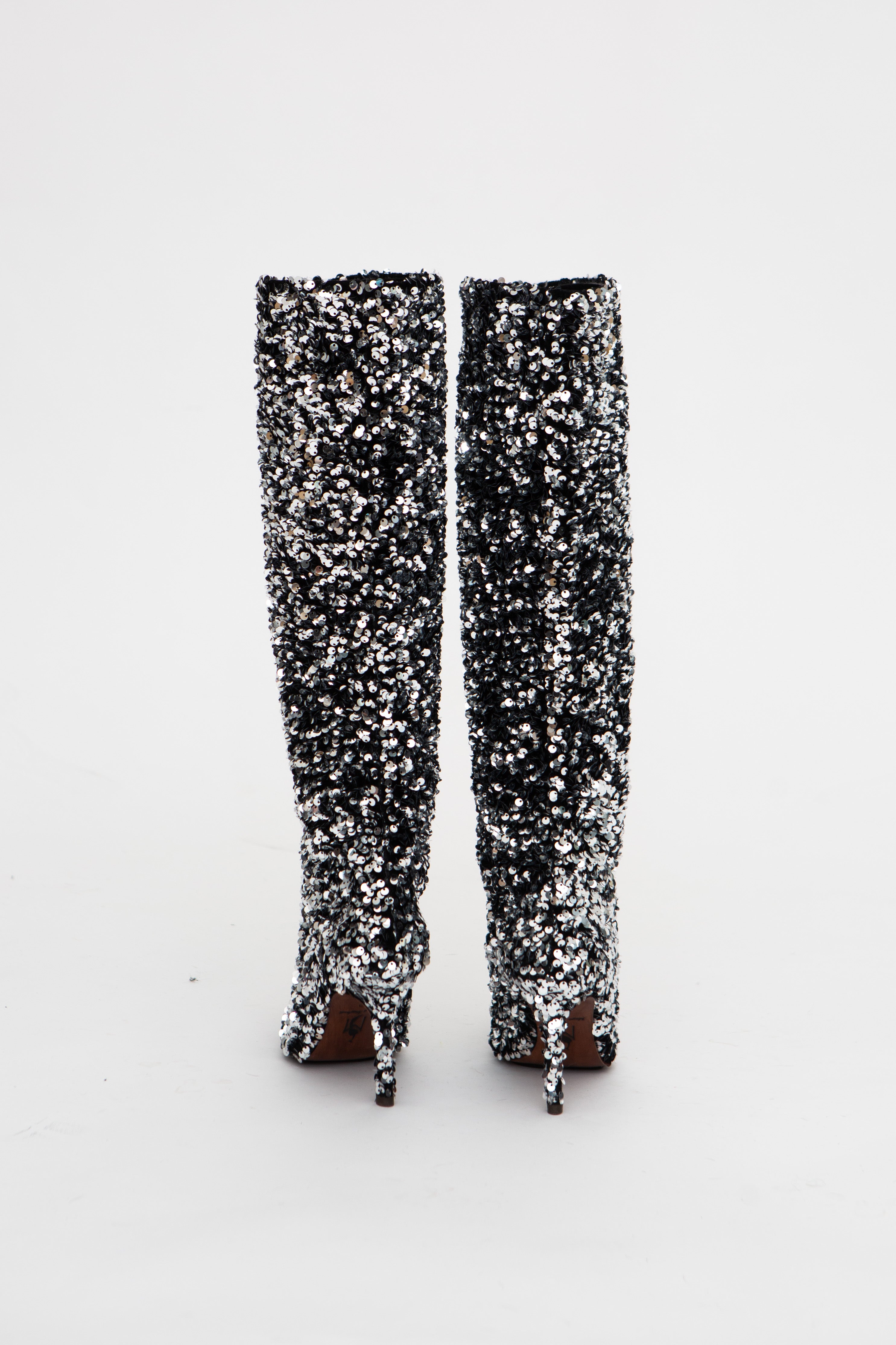 Handmade Boots Grey Sequins