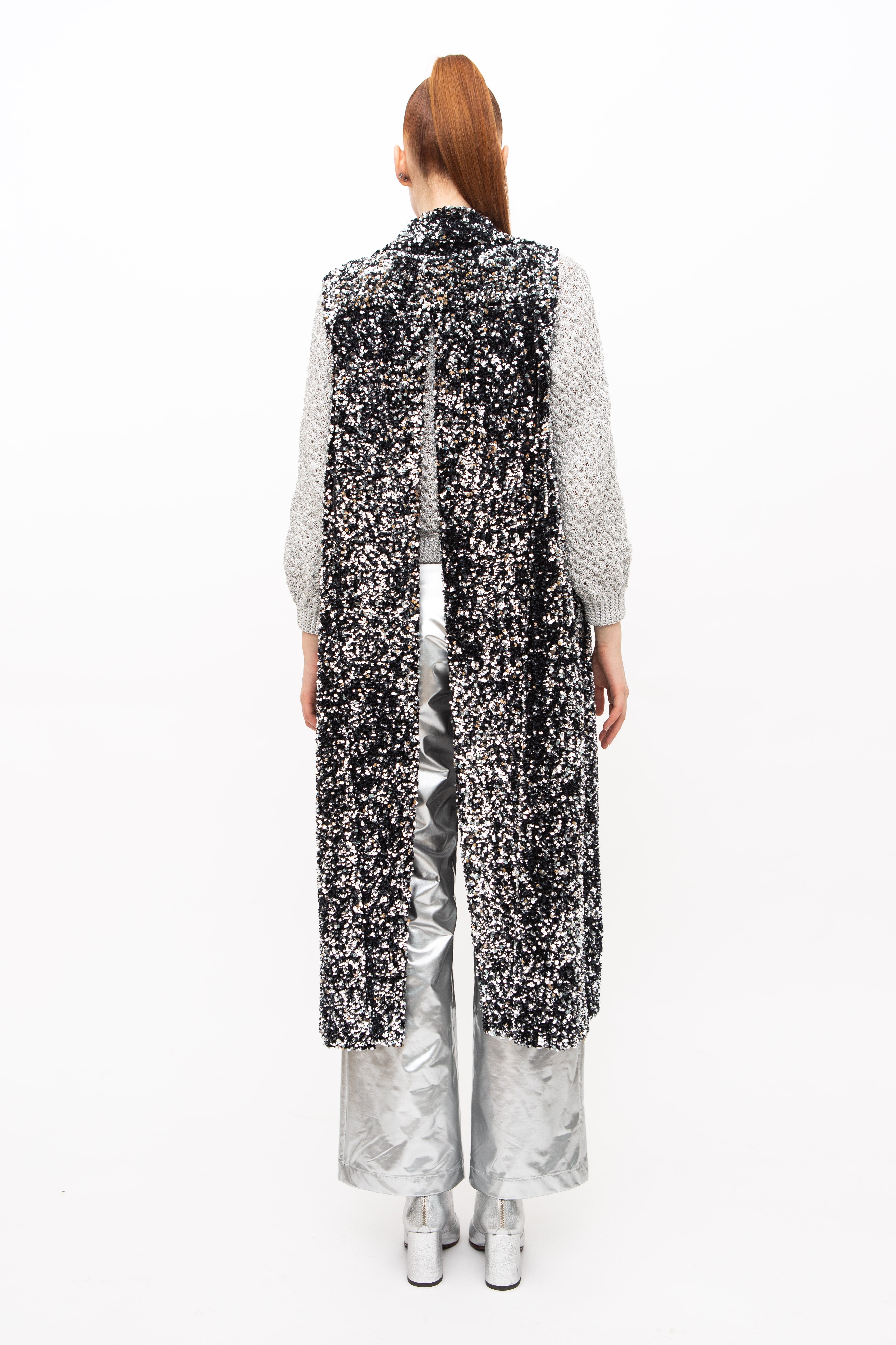Vest Long Sequins Black Silver - GFC Milan
