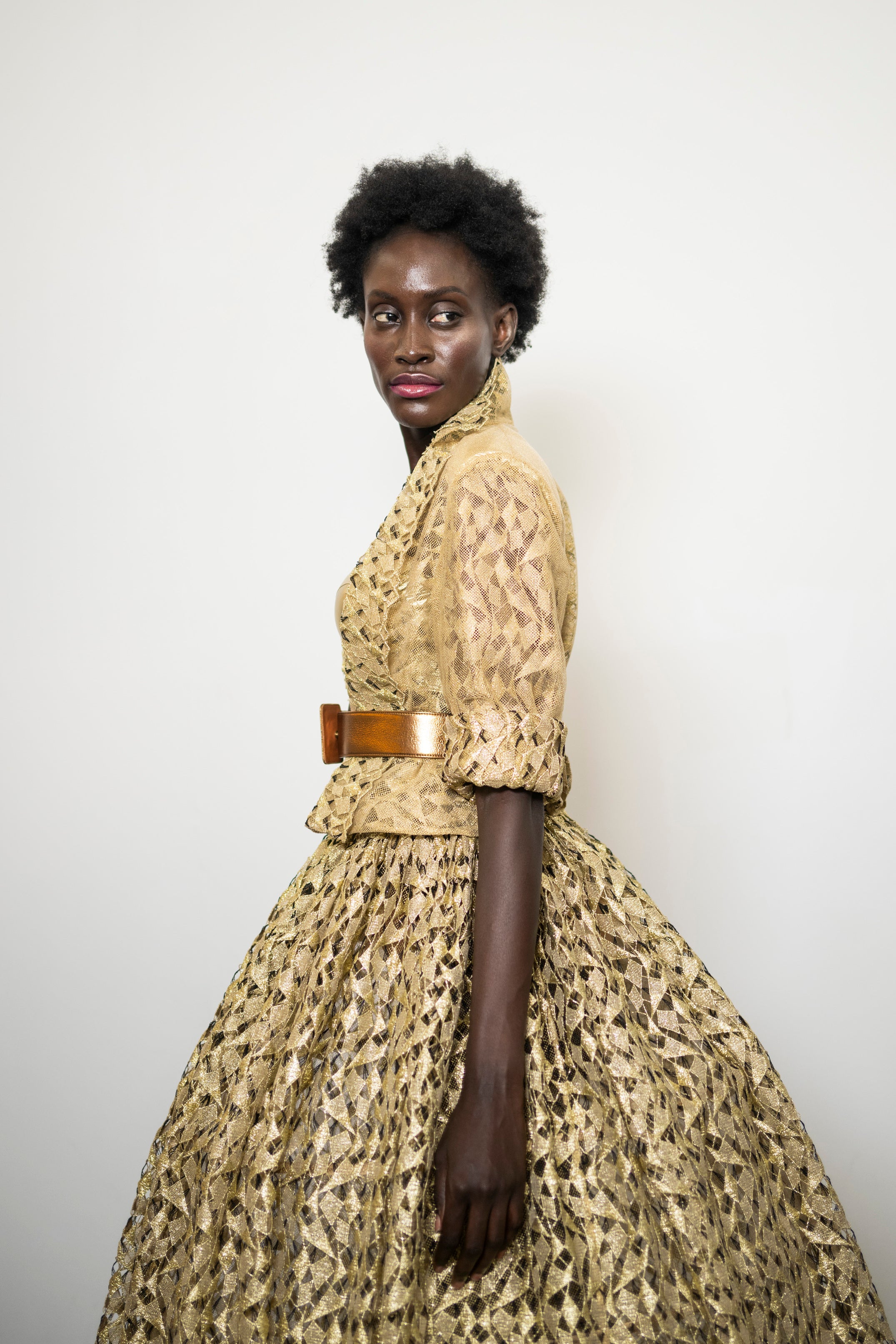 Blazer and Skirt Gold Runway Paris