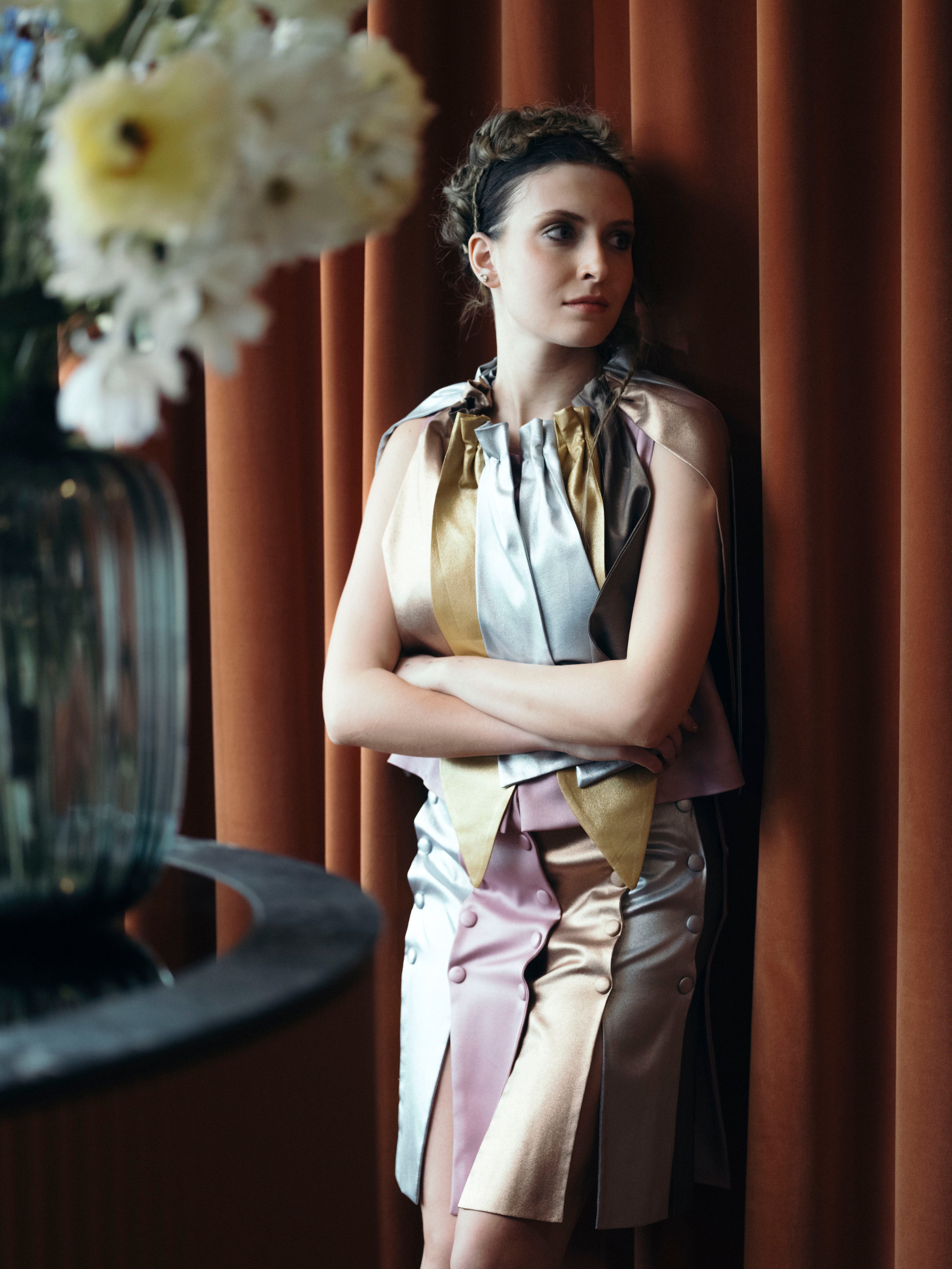 Skirt Colorblock Satin