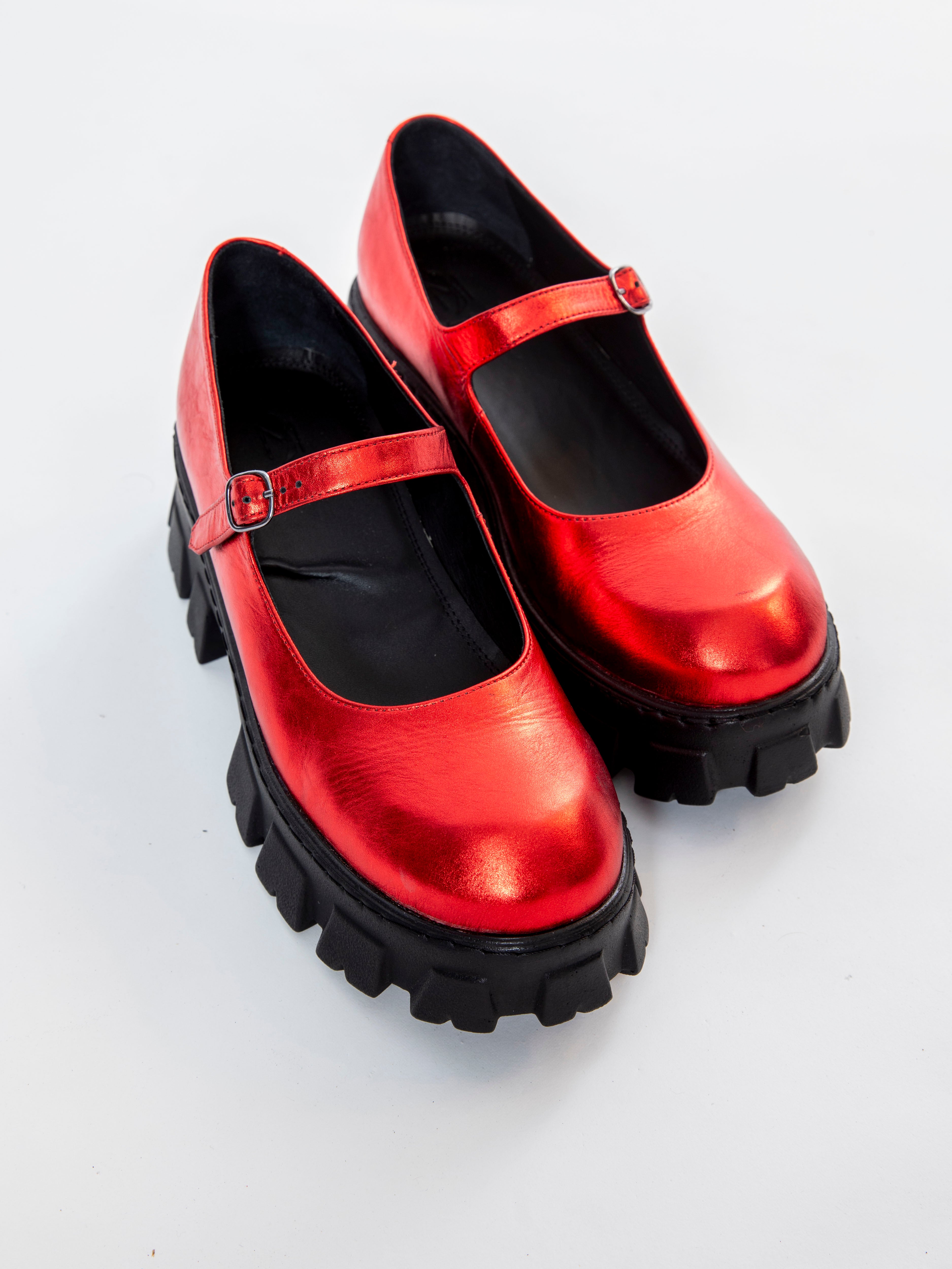 Handmade Derby Metallic Red